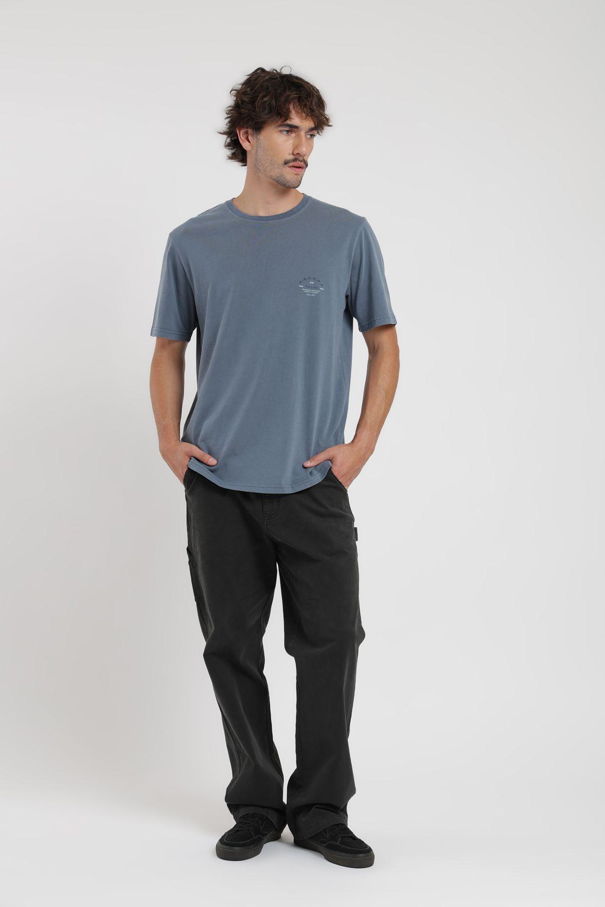 Polera hombre manga corta Text azul Froens-3