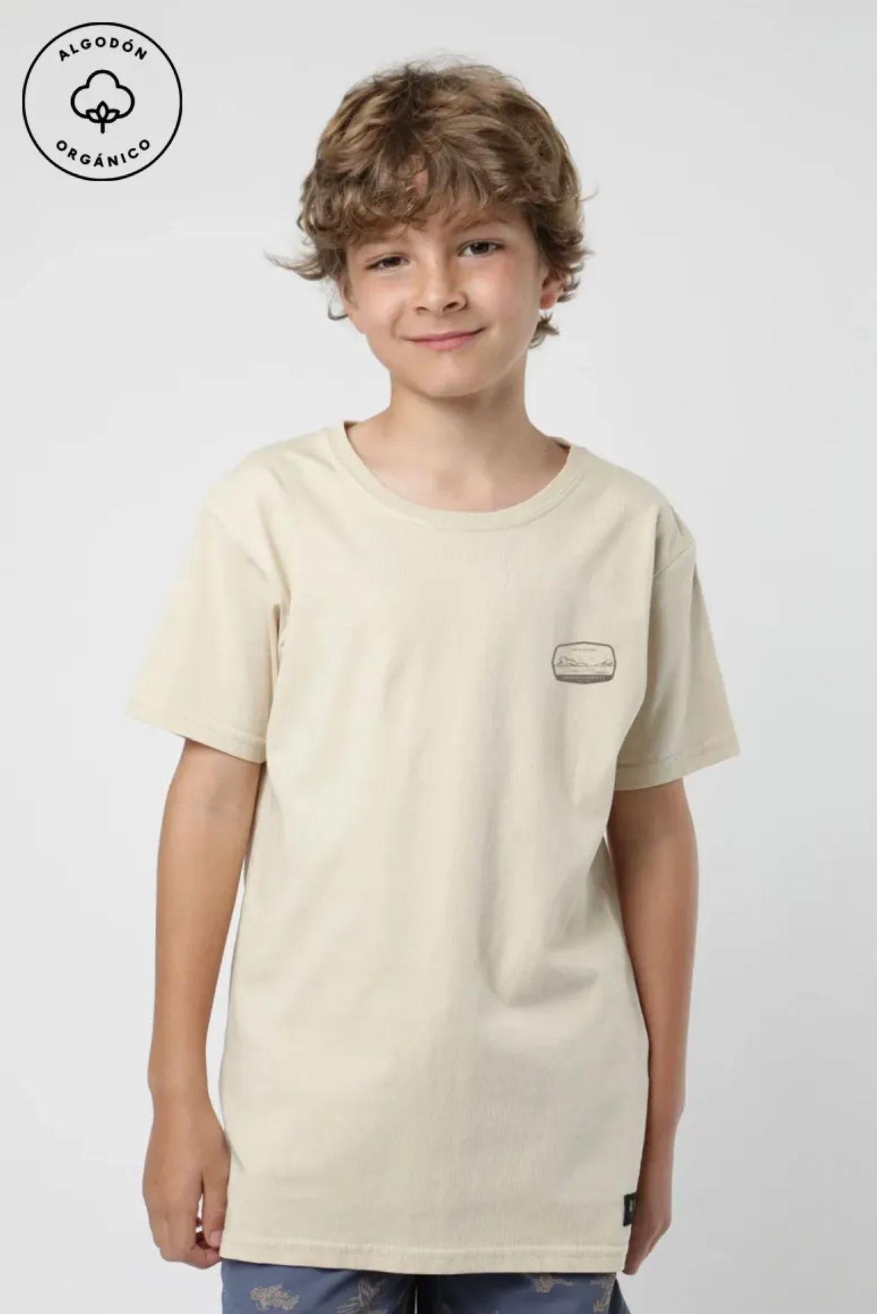 Polera manga corta kids playa beige  -0