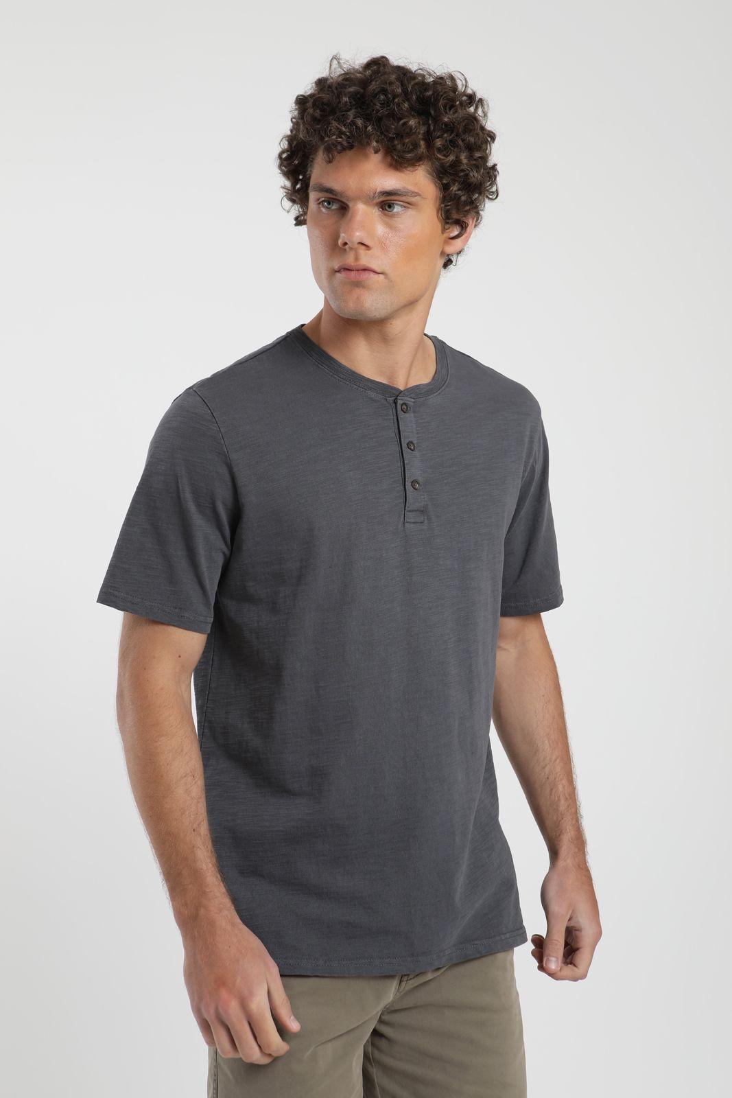 Polera hombre manga corta Mao grafito Algodón orgánico Froens-2