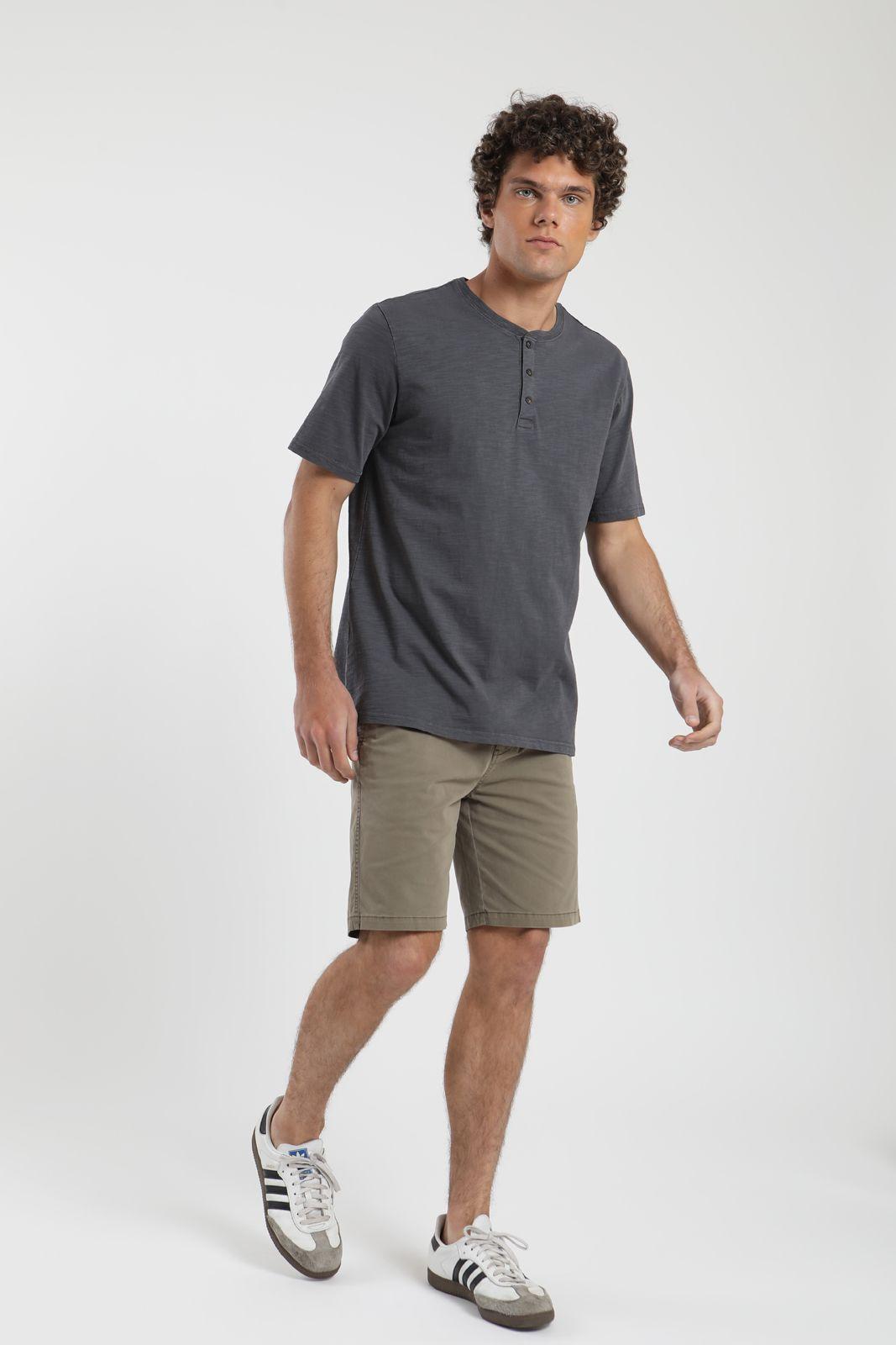 Polera hombre manga corta Mao grafito Algodón orgánico Froens-3