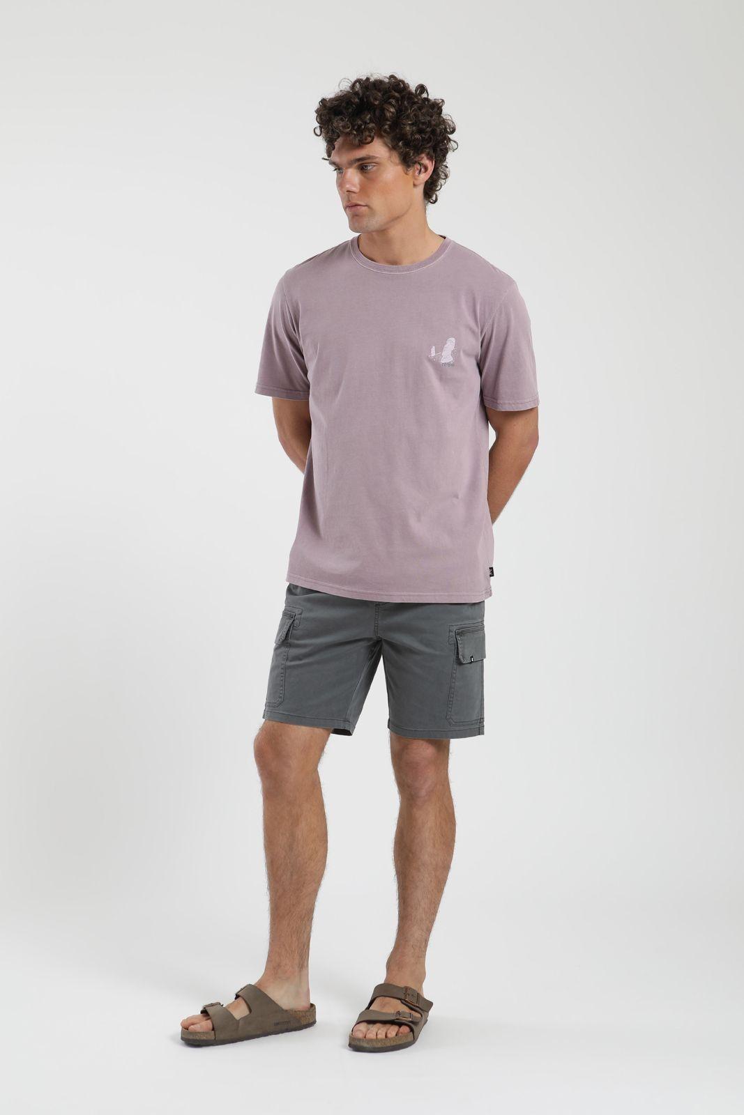 Polera hombre manga corta Moai rosado Algodón orgánico Froens-2