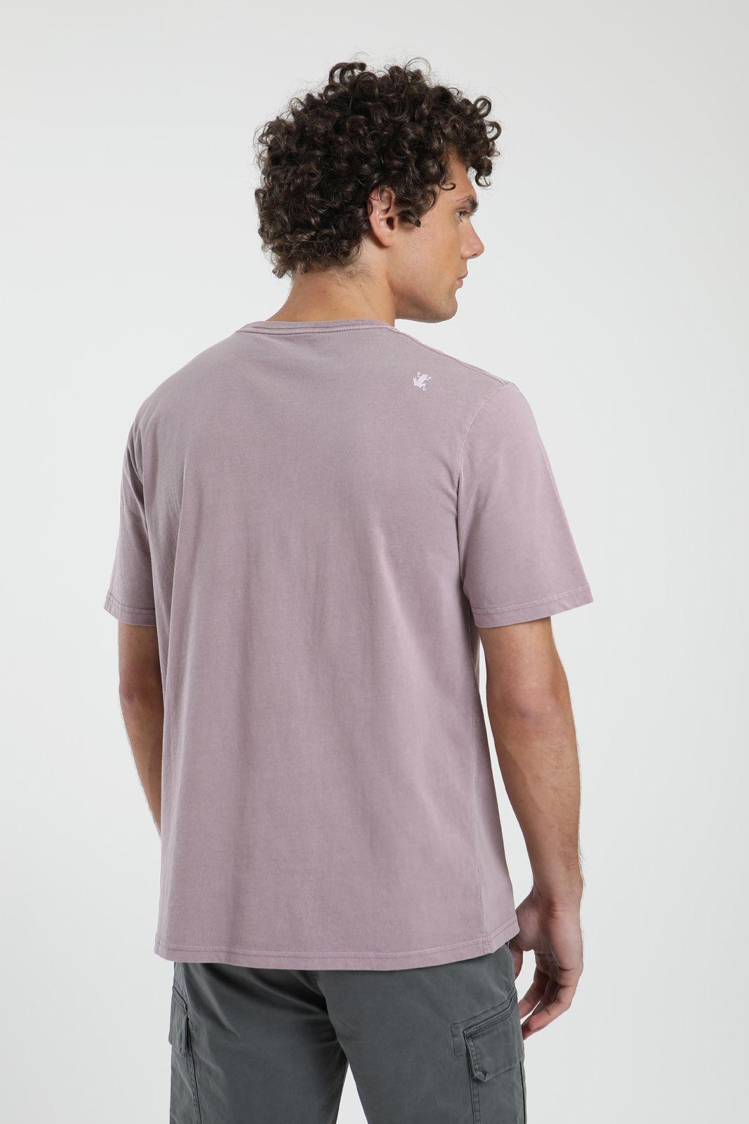 Polera hombre manga corta Moai rosado Algodón orgánico Froens-3