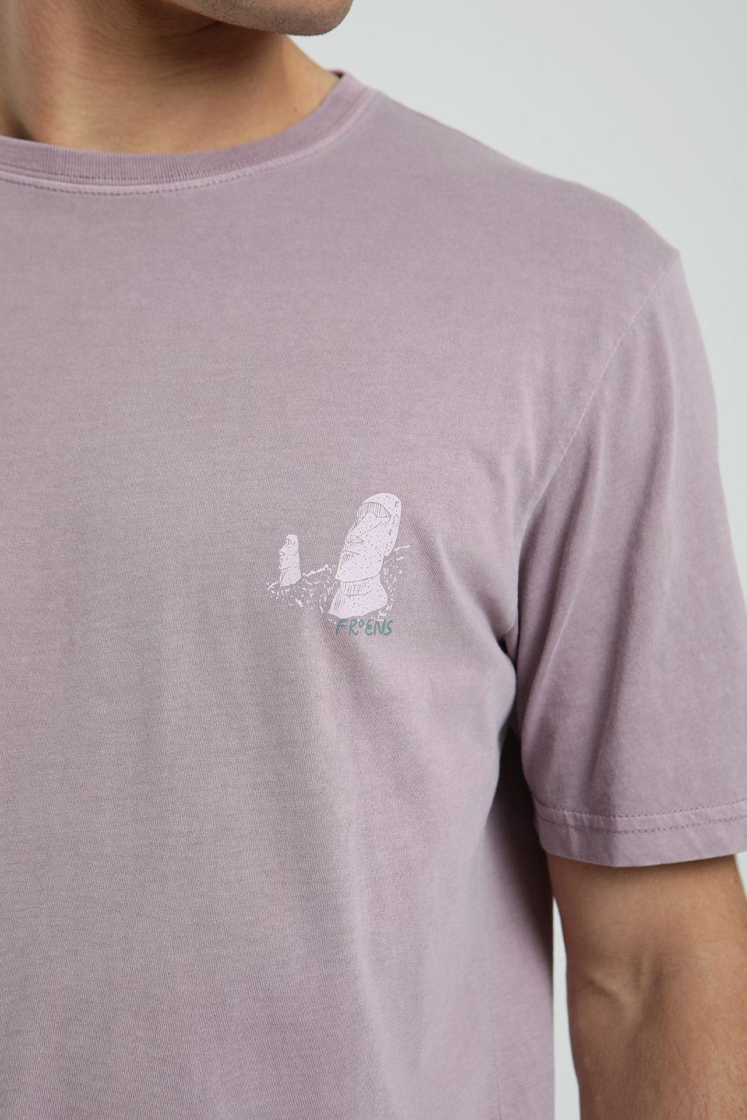 Polera hombre manga corta Moai rosado Algodón orgánico Froens-4