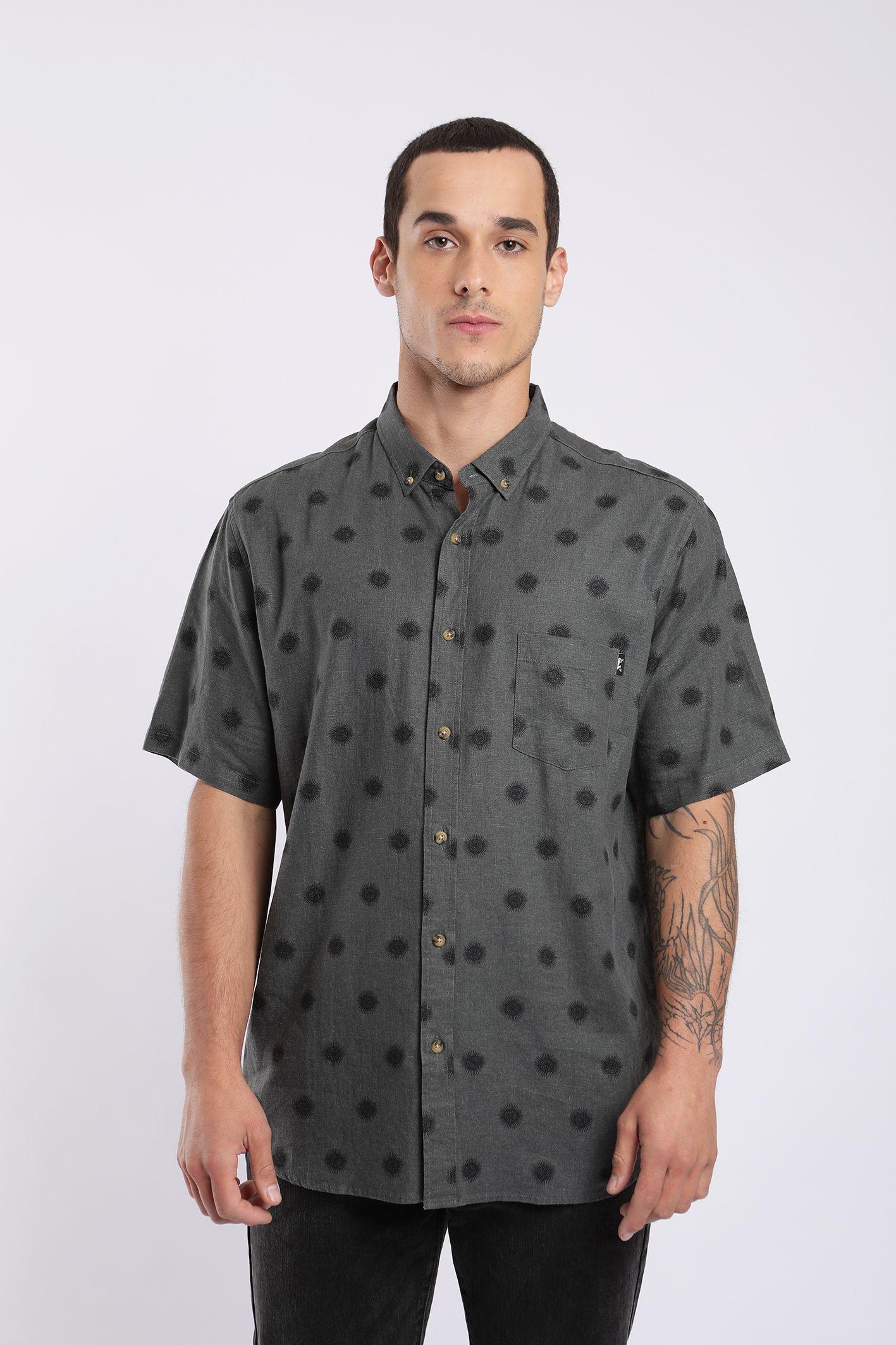 Camisa manga corta viscosa Sol negro  -0