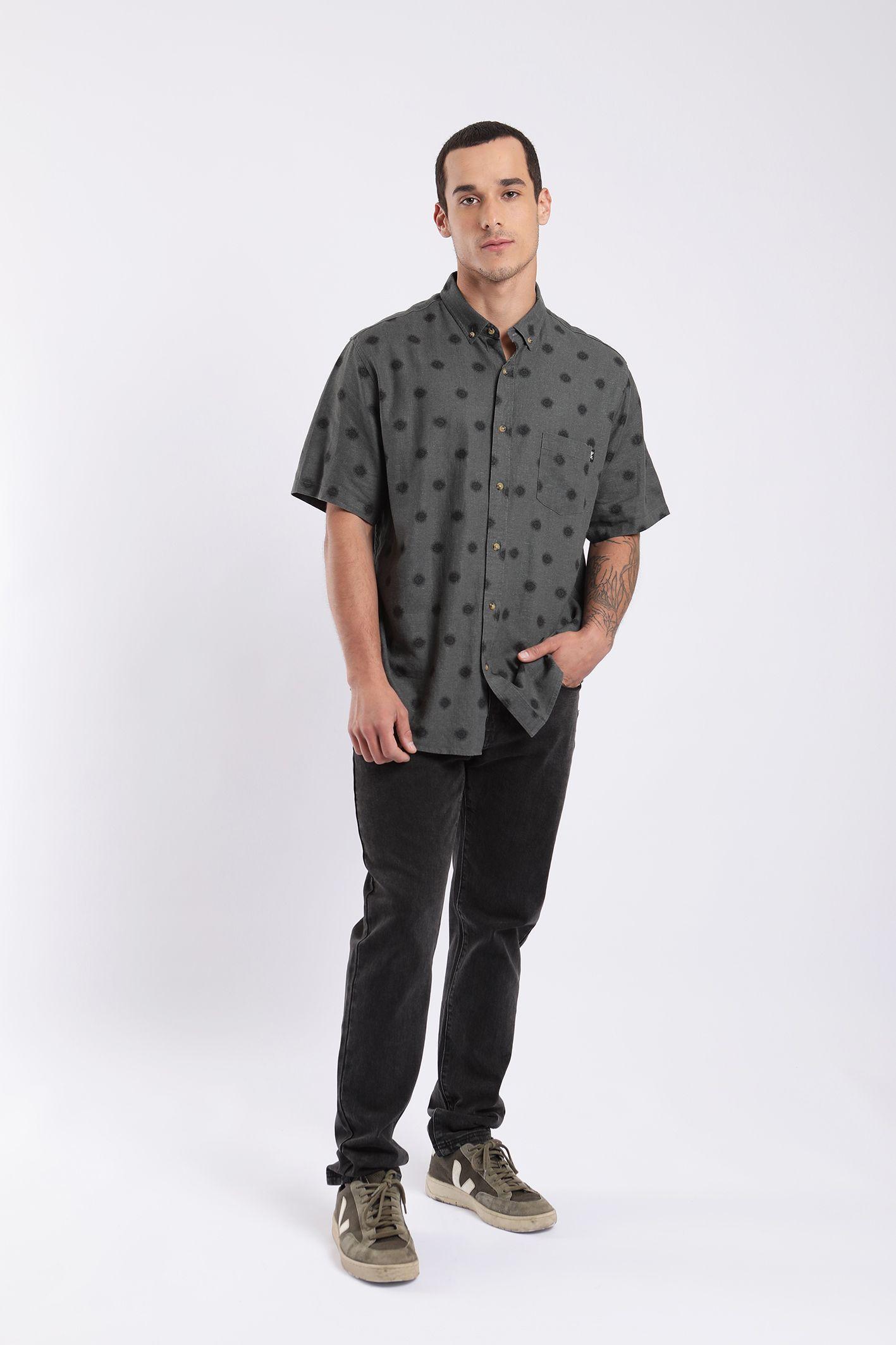 Camisa manga corta viscosa Sol negro  -4