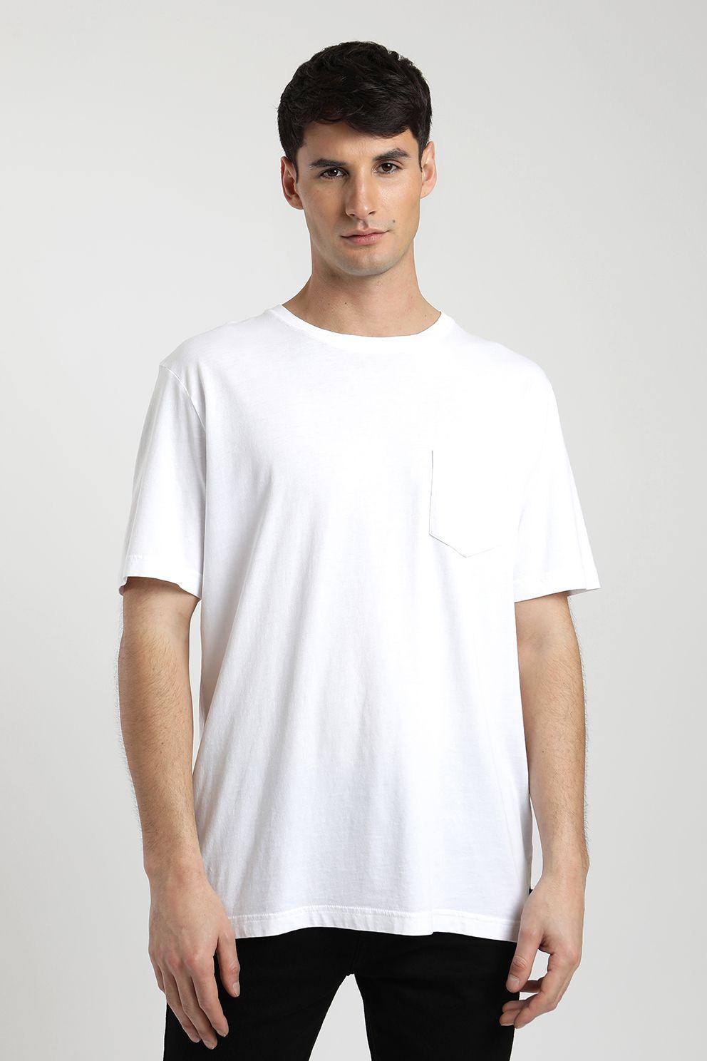 Polera manga corta hombre Bolsillo Stitch blanco -0