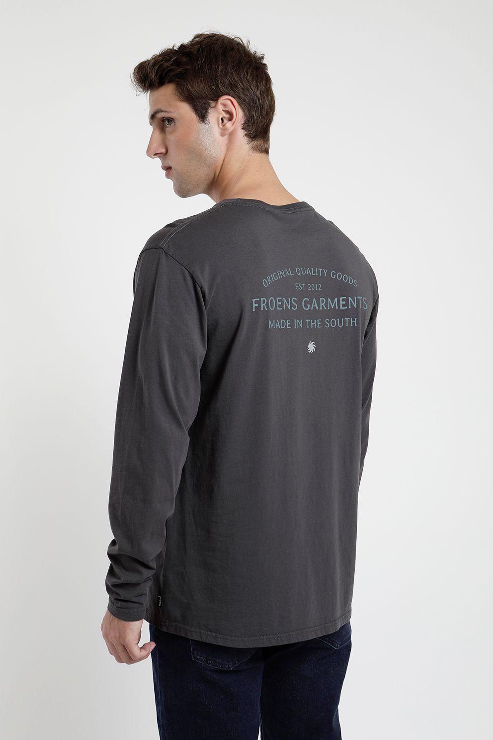 Polera manga larga hombre Back text grafito -3
