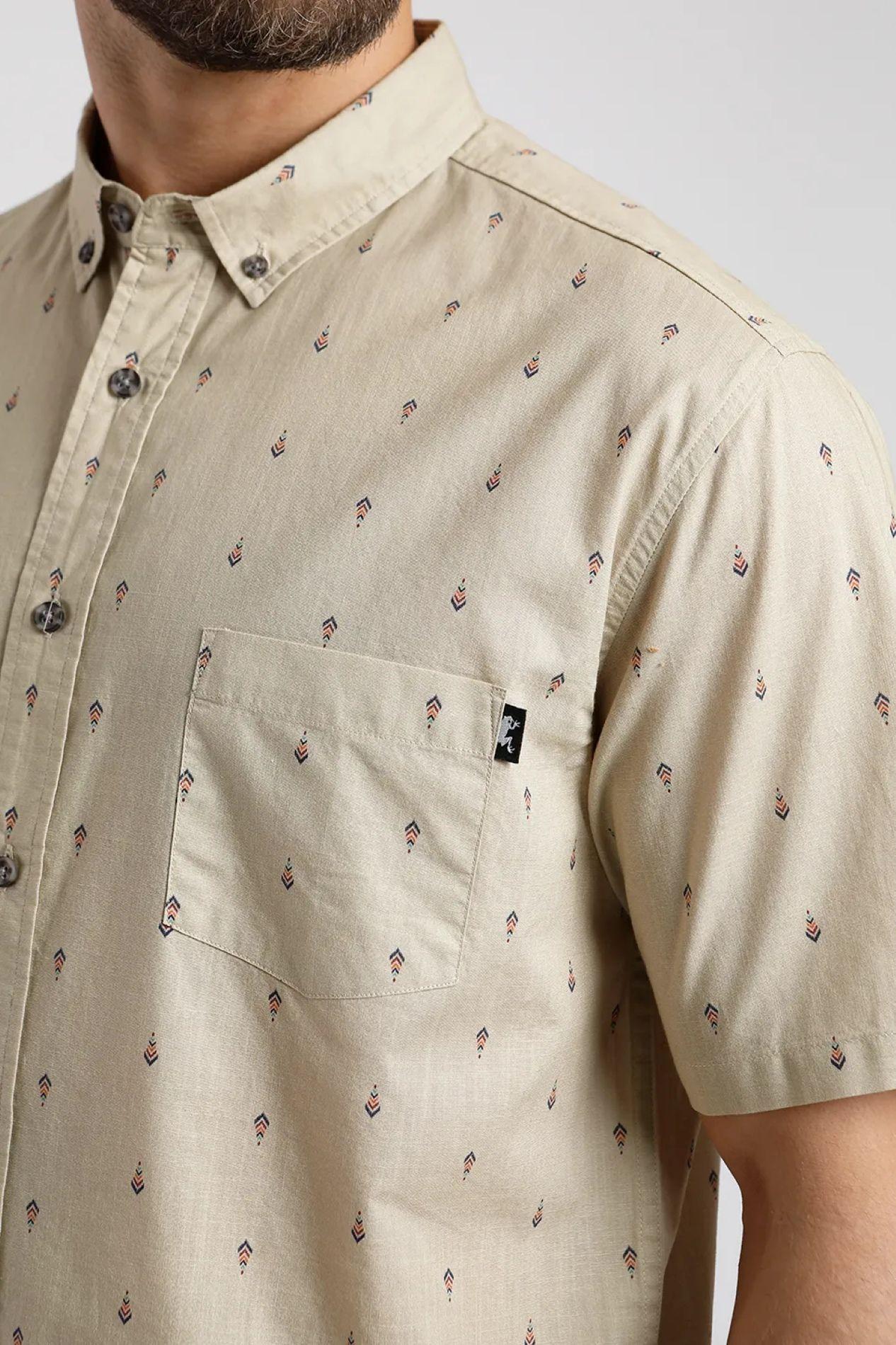 Camisa manga corta Ikat tierra  -1