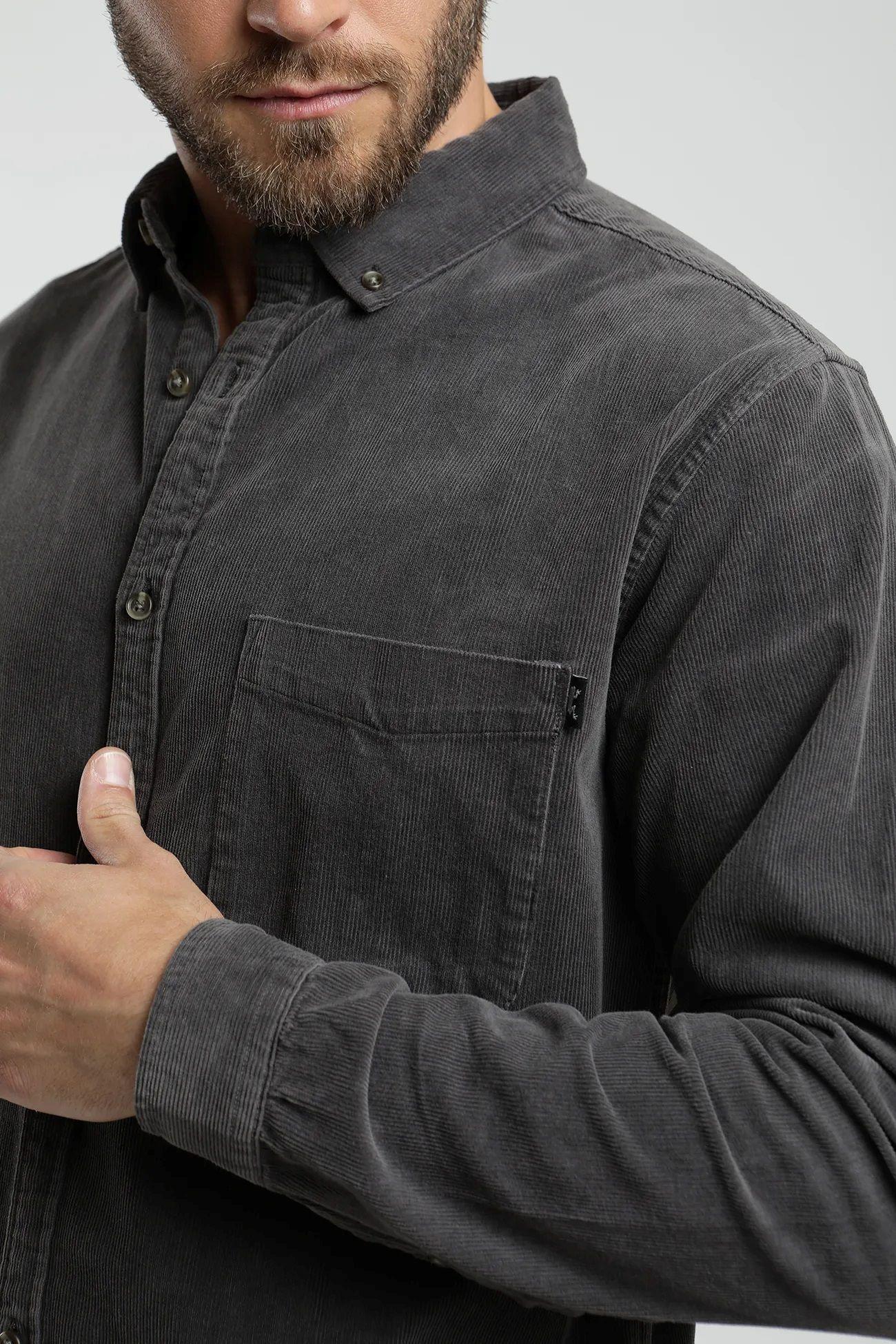 Camisa manga larga Corduroy grafito  -1