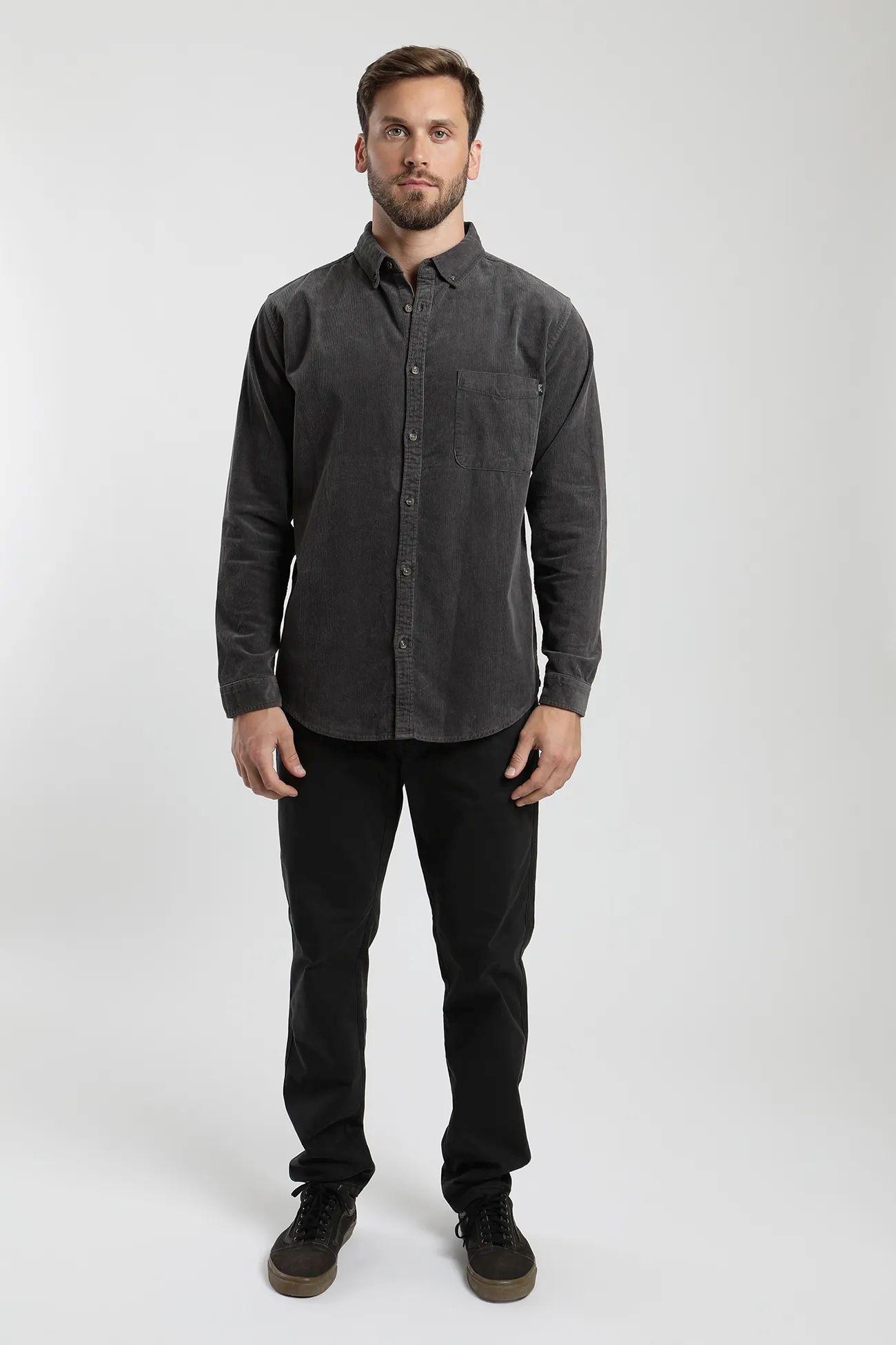 Camisa manga larga Corduroy grafito  -3