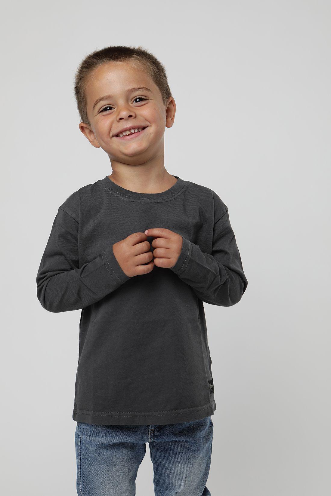 Polera manga larga kids playa grafito  -0