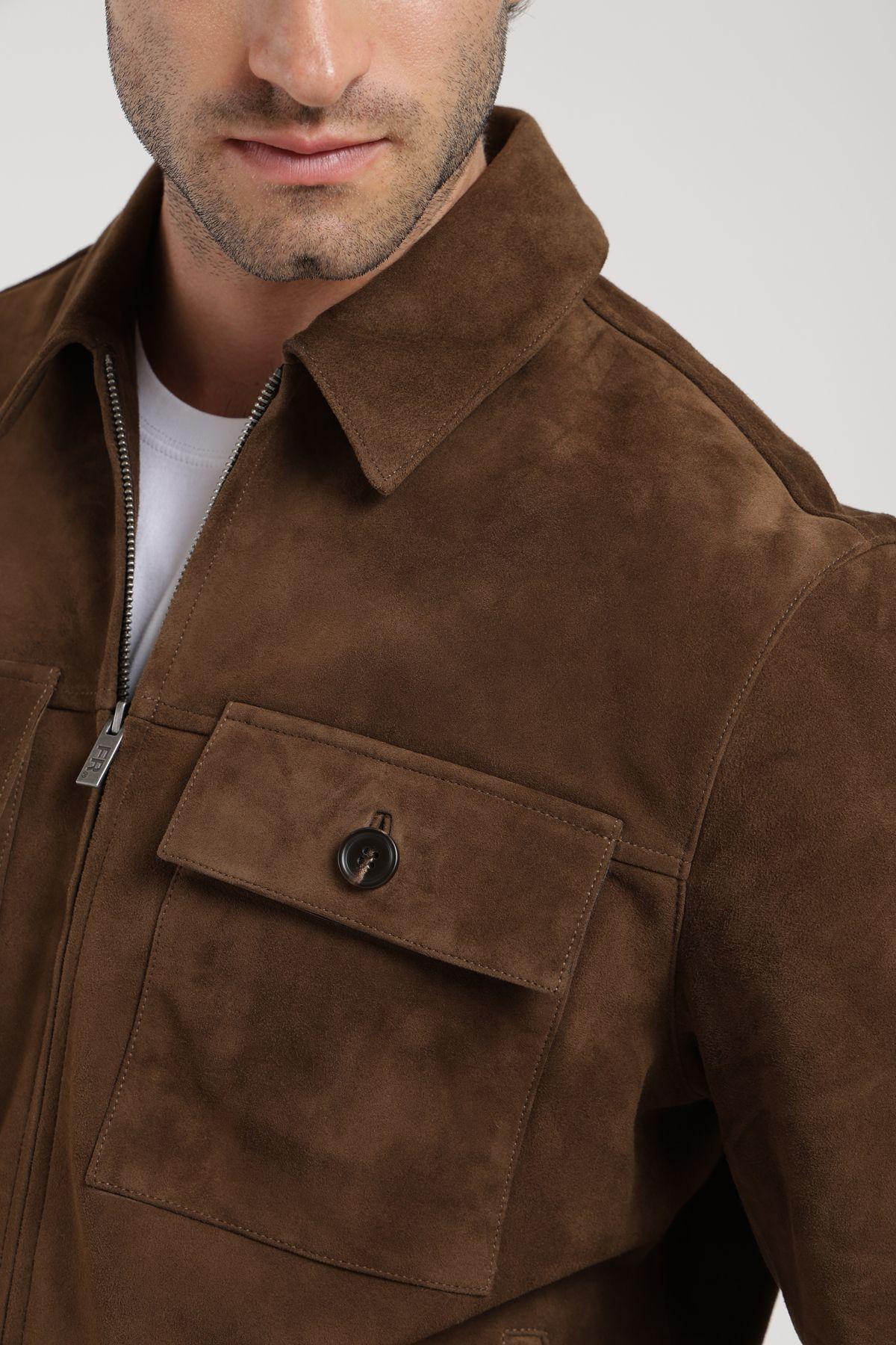 Chaqueta hombre Gamuza café Froens-2