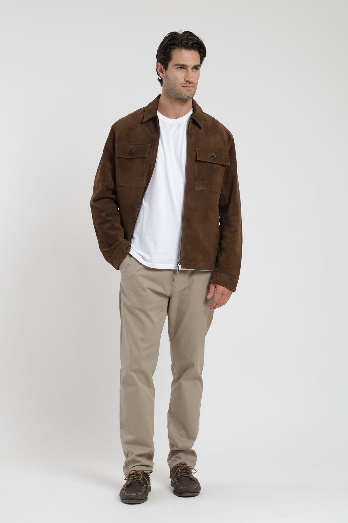 Chaqueta hombre Gamuza café Froens-3