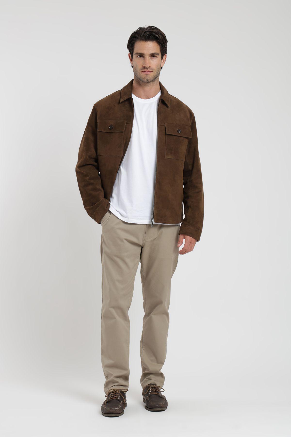 Chaqueta hombre Gamuza café Froens-4