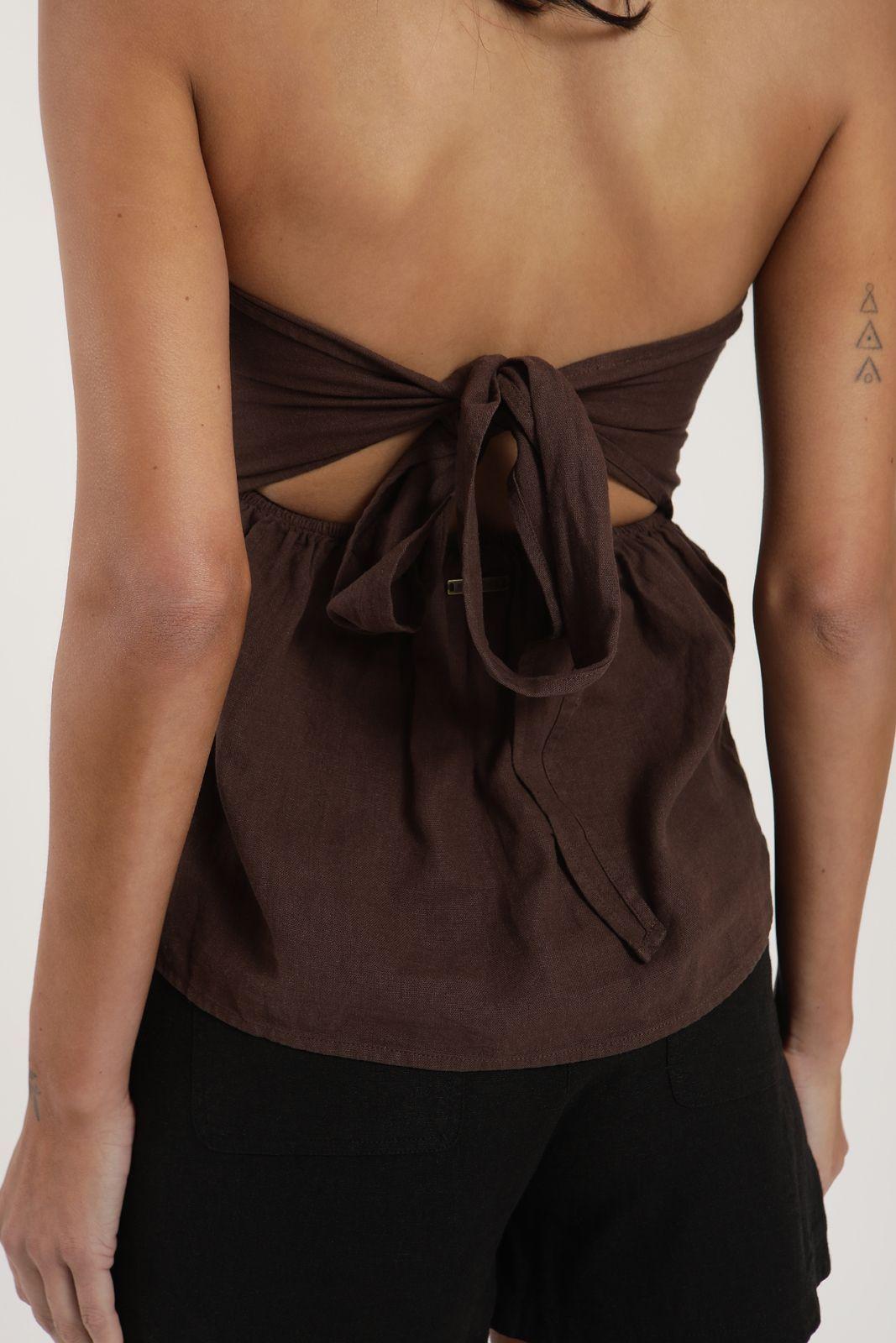Blusa Strapless café Lino Froens-1