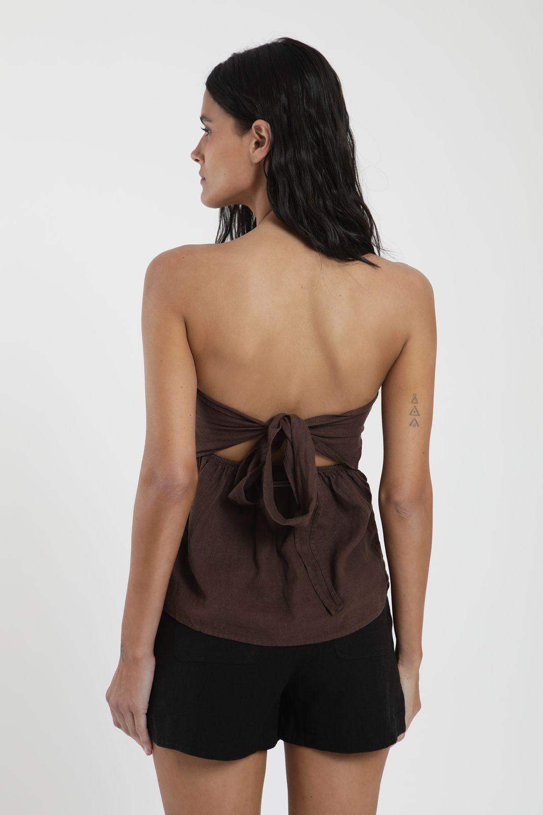 Blusa Strapless café Lino Froens-2