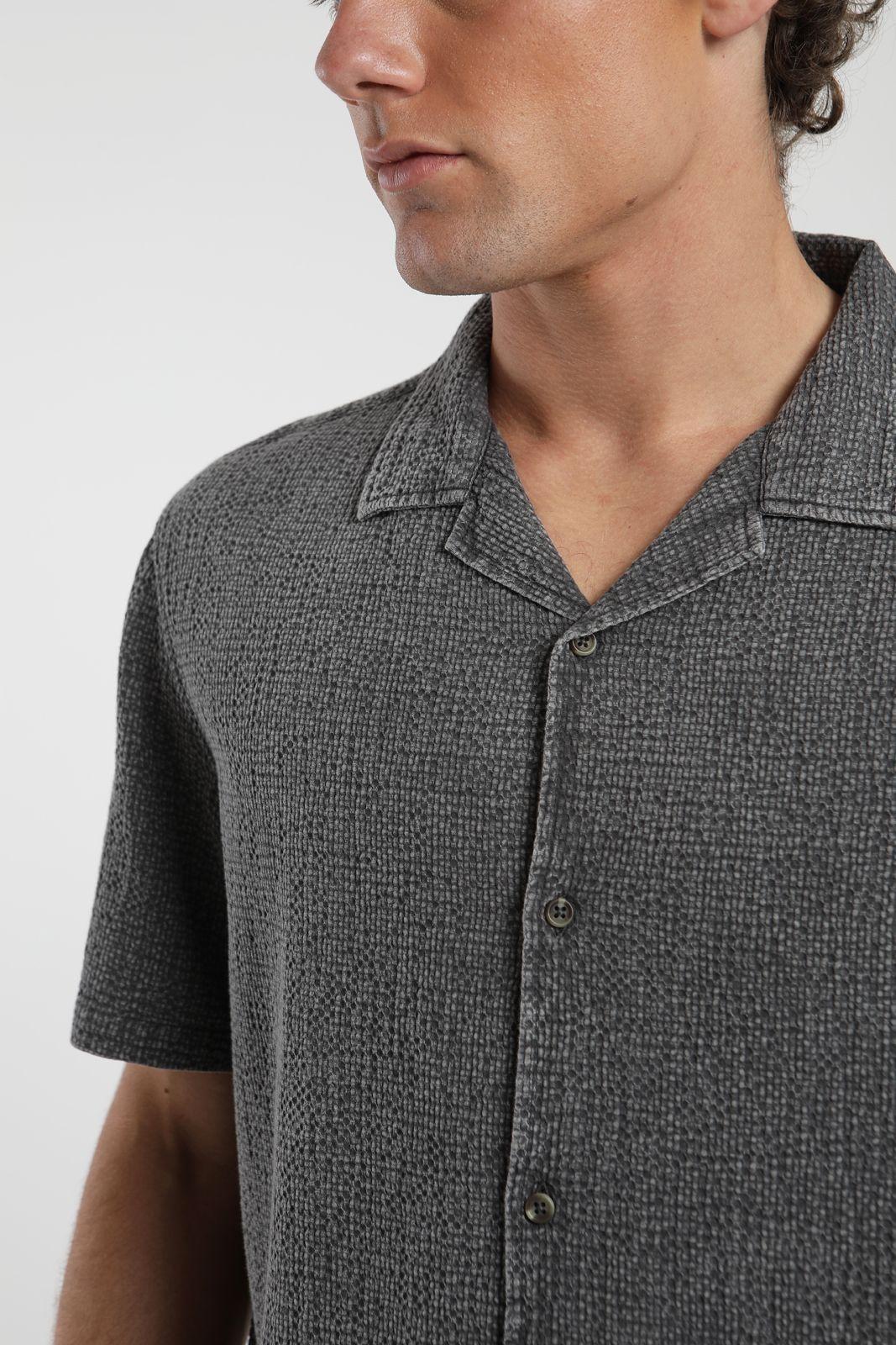 Camisa hombre manga corta Manly grafito Algodón orgánico Froens-3