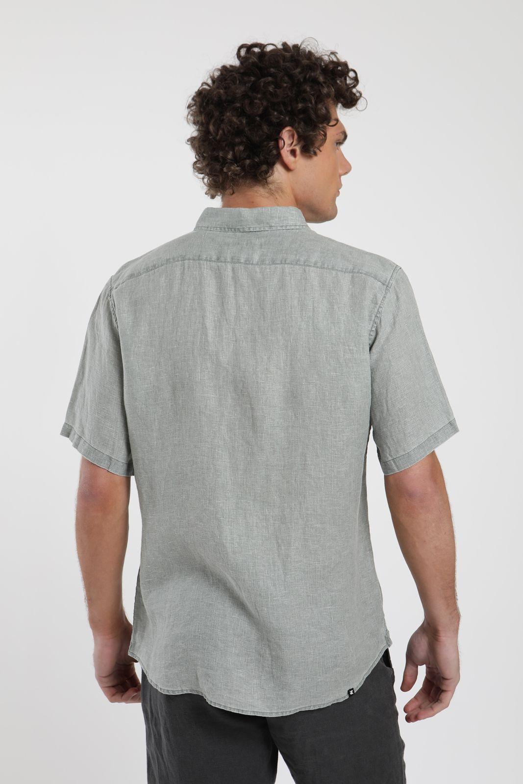 Camisa hombre manga corta verde Lino Froens-2