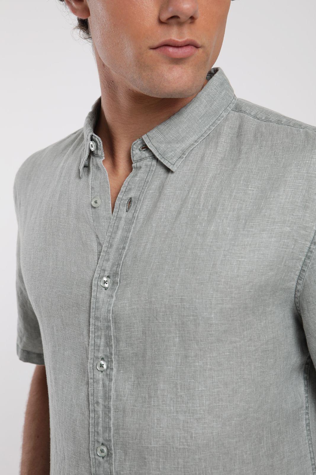 Camisa hombre manga corta verde Lino Froens-3