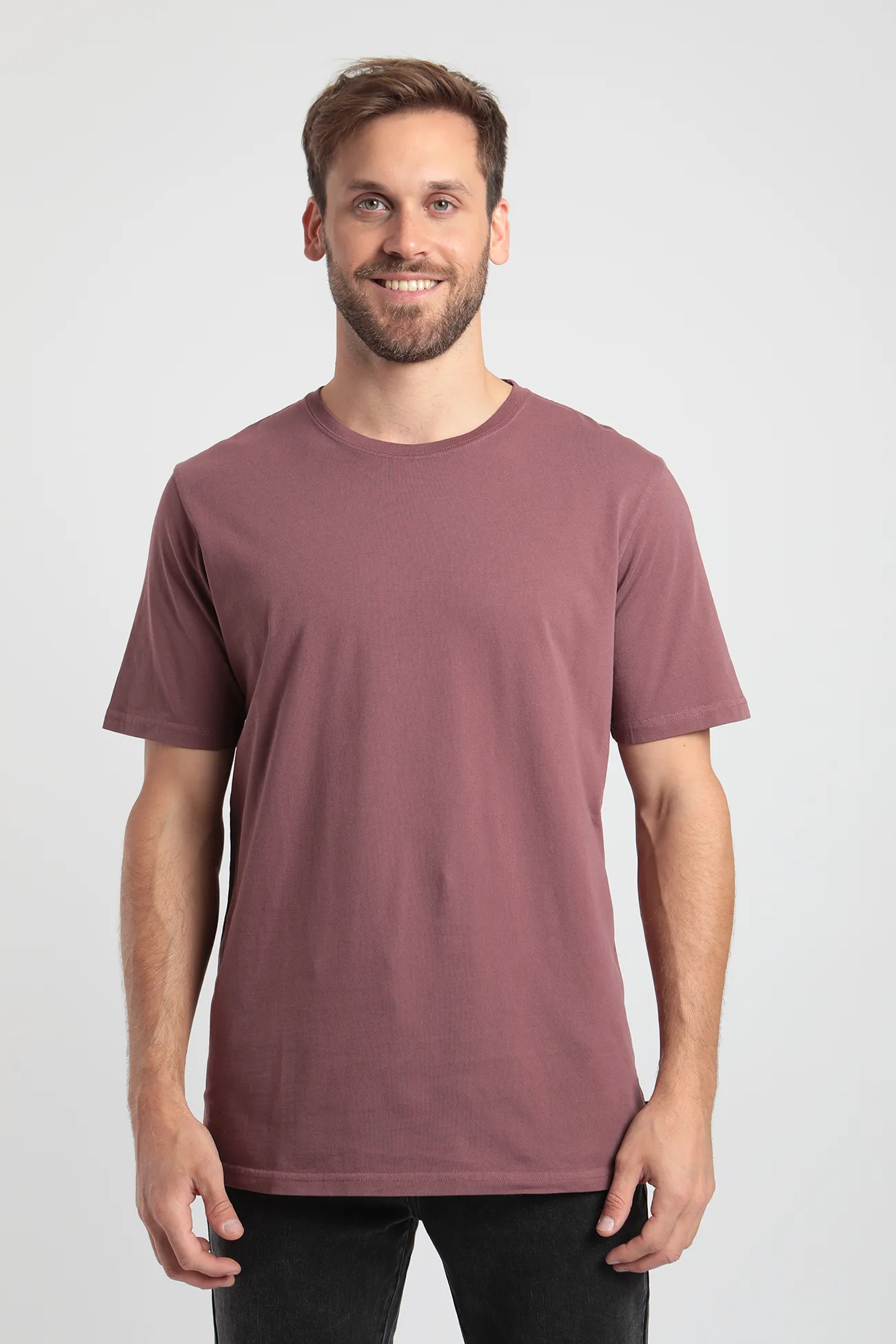 Polera manga corta hombre plain burdeo -0