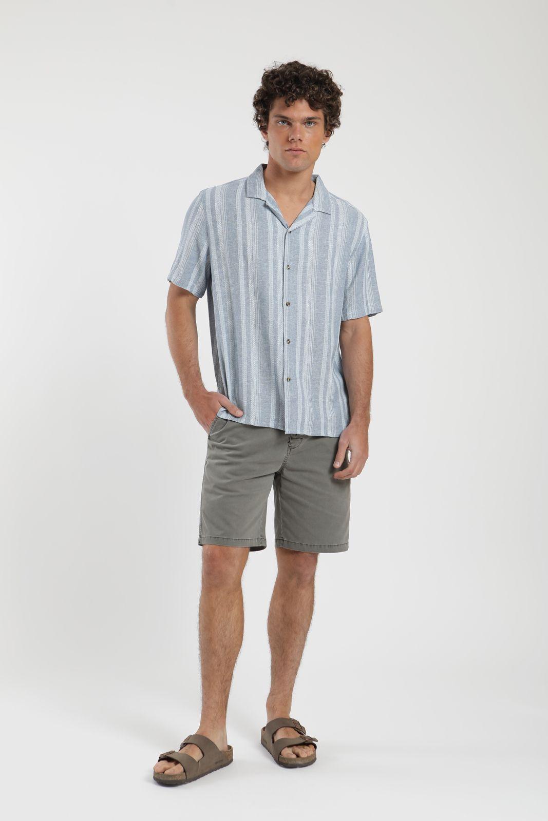 Camisa manga corta Jervis celeste Lino Froens-4