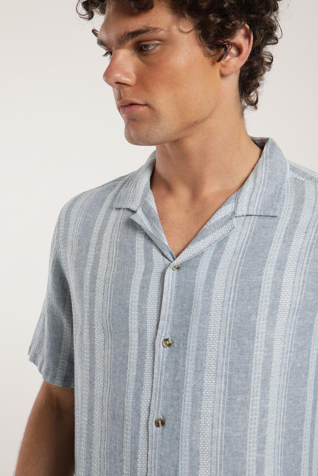 Camisa manga corta Jervis celeste Lino Froens-5