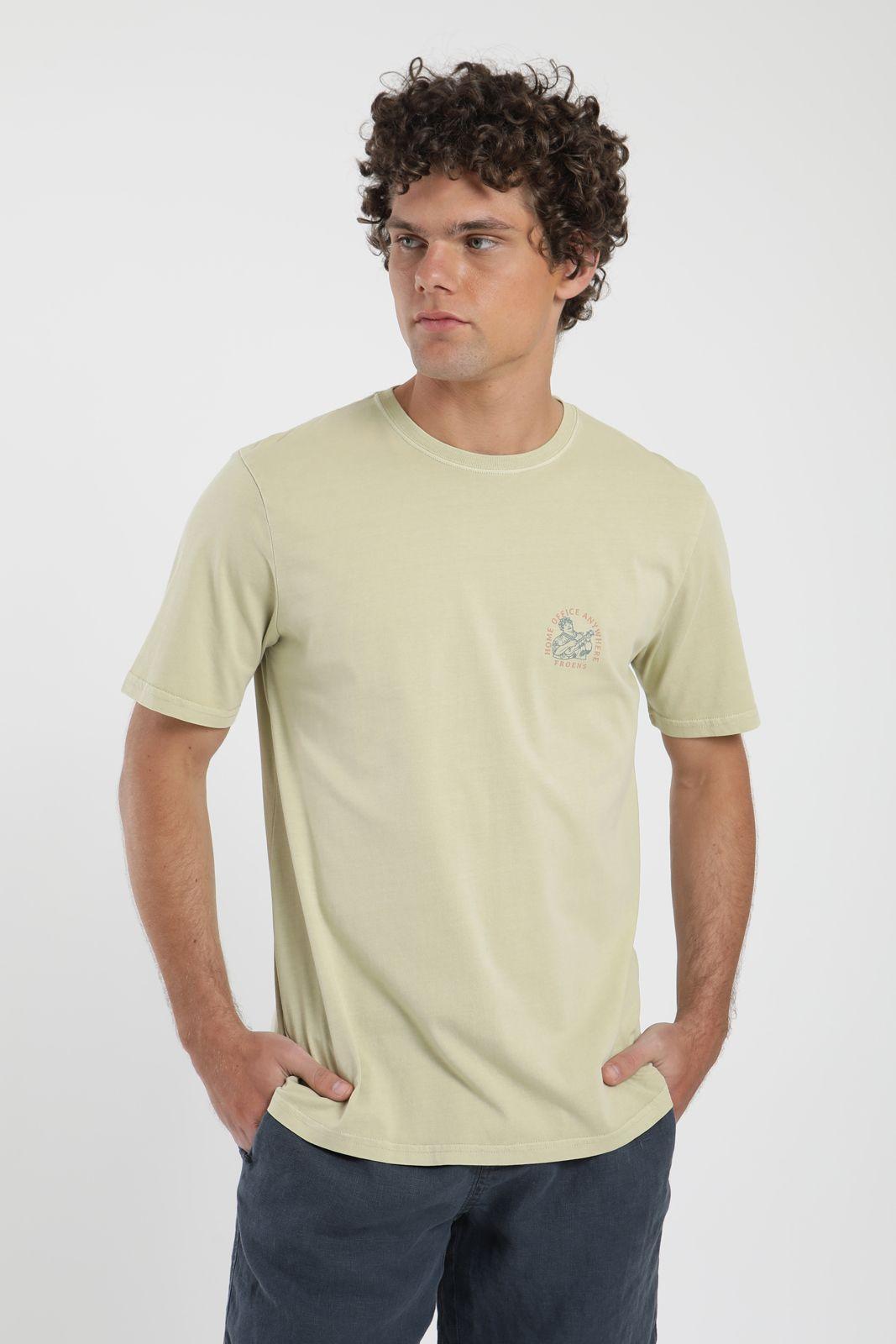 Polera hombre manga corta Vibes beige Algodón orgánico Froens-2