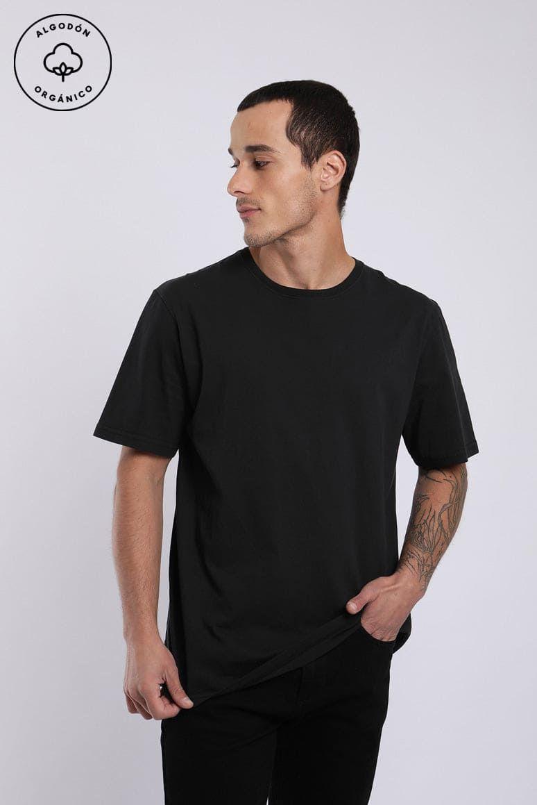 Polera manga corta hombre Plain negro -0