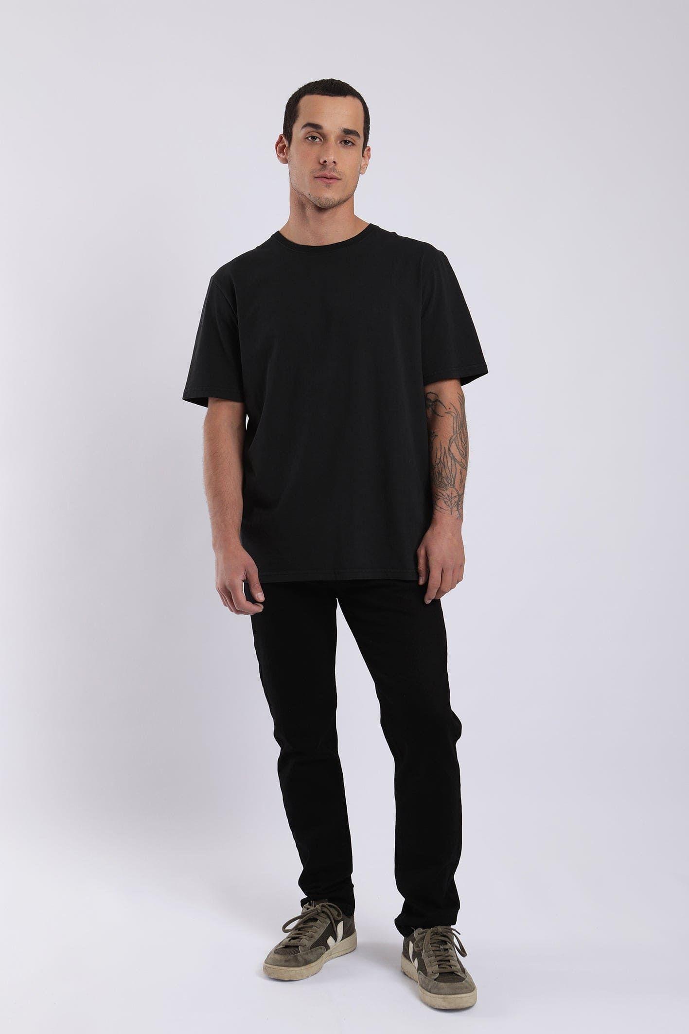 Polera manga corta hombre Plain negro -3
