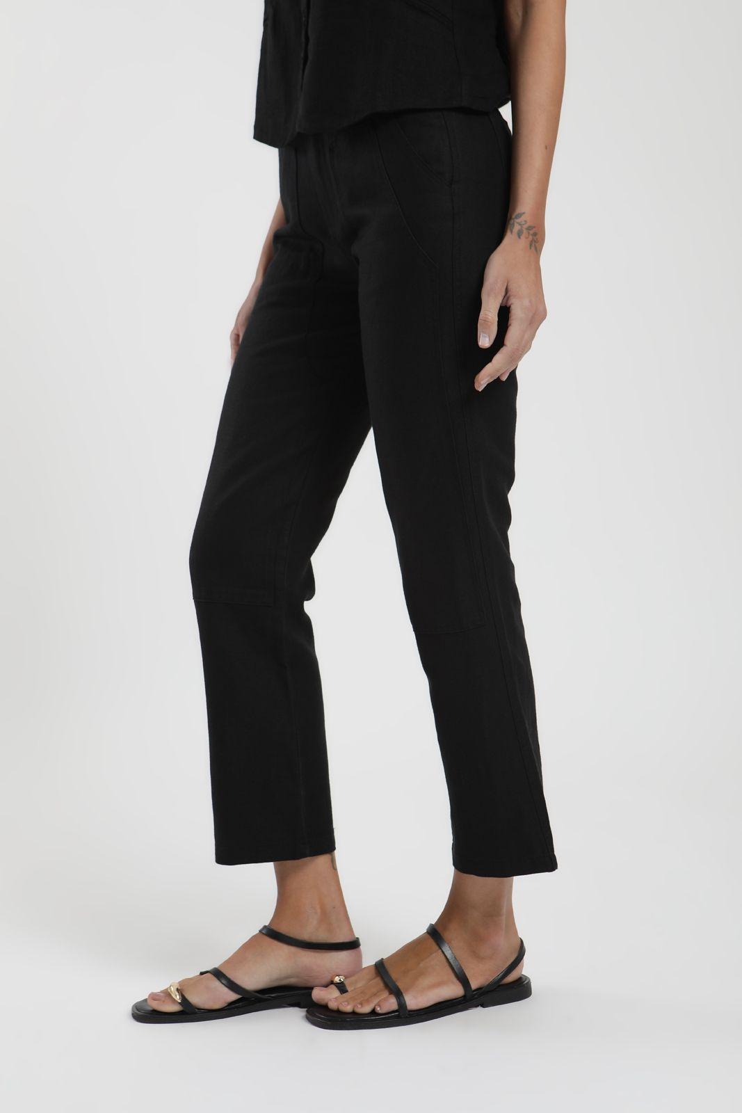 Pantalón mujer Iris negro Lino Froens-3