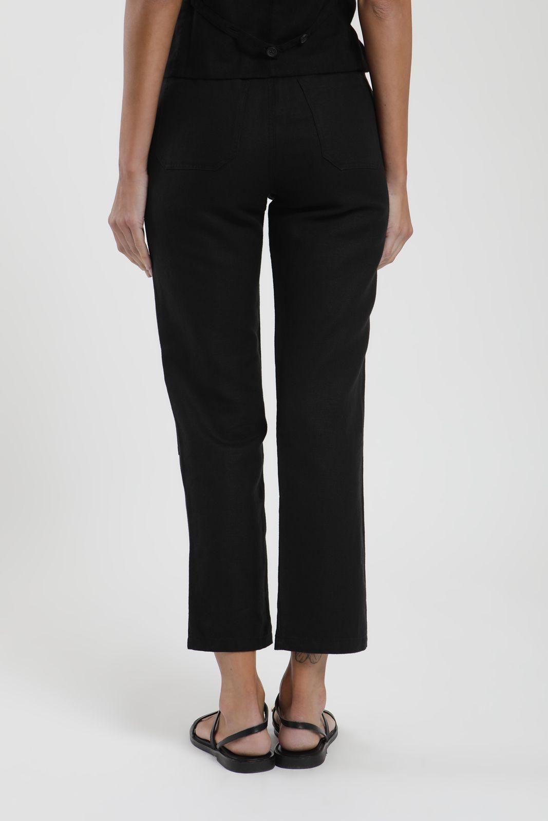 Pantalón mujer Iris negro Lino Froens-4