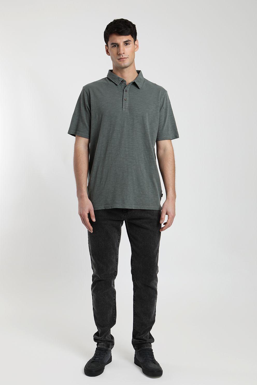 Polera manga corta hombre DT verde  -3