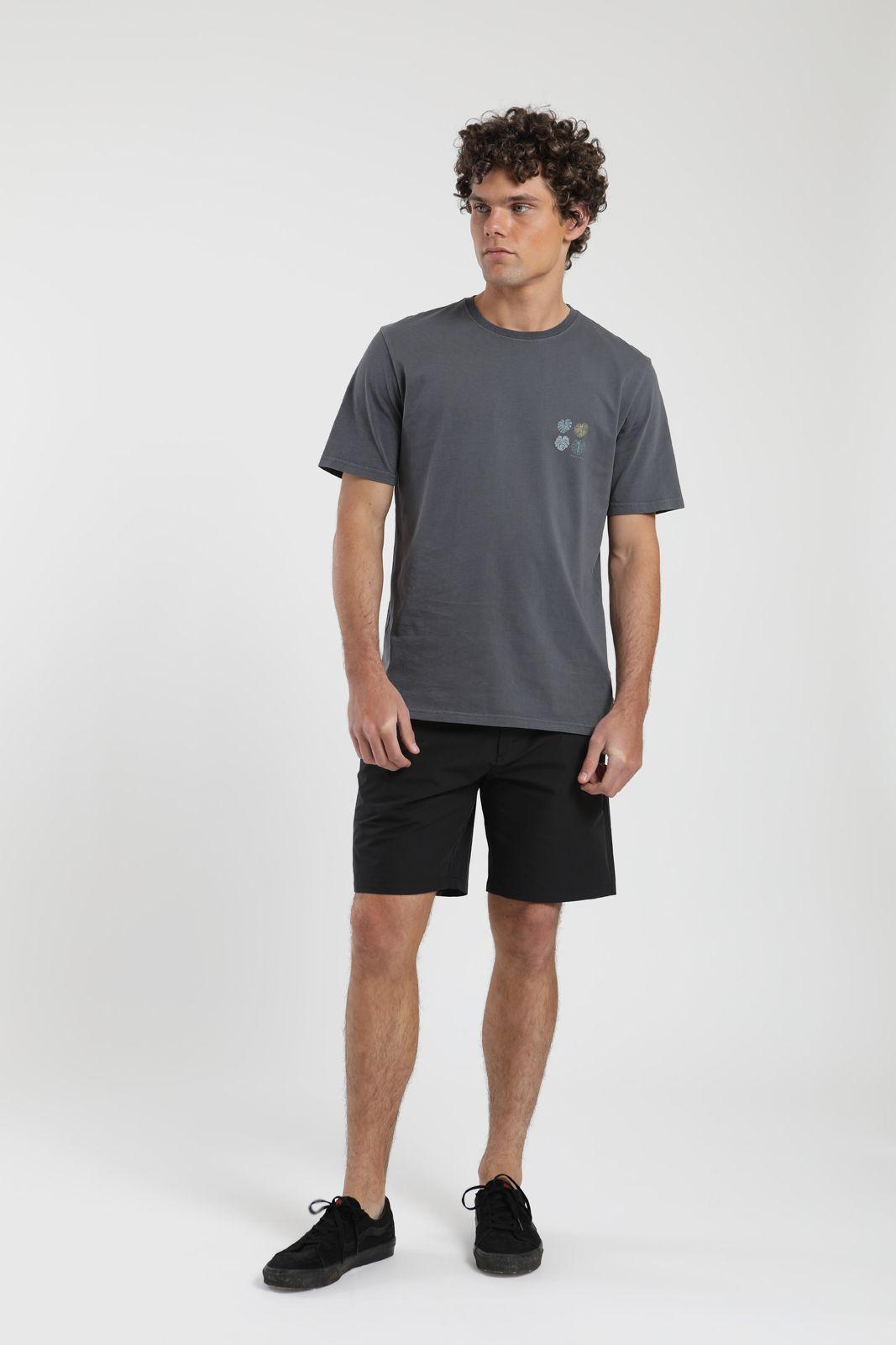 Polera hombre manga corta Monstera grafito Algodón orgánico Froens-3