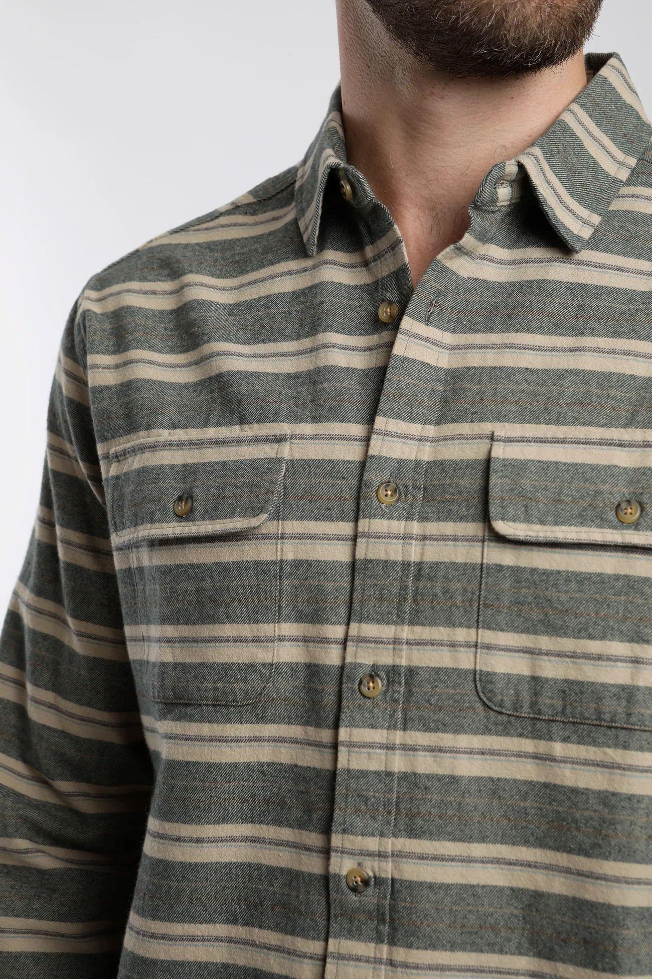 Camisa manga larga Print Franela petróleo  -2