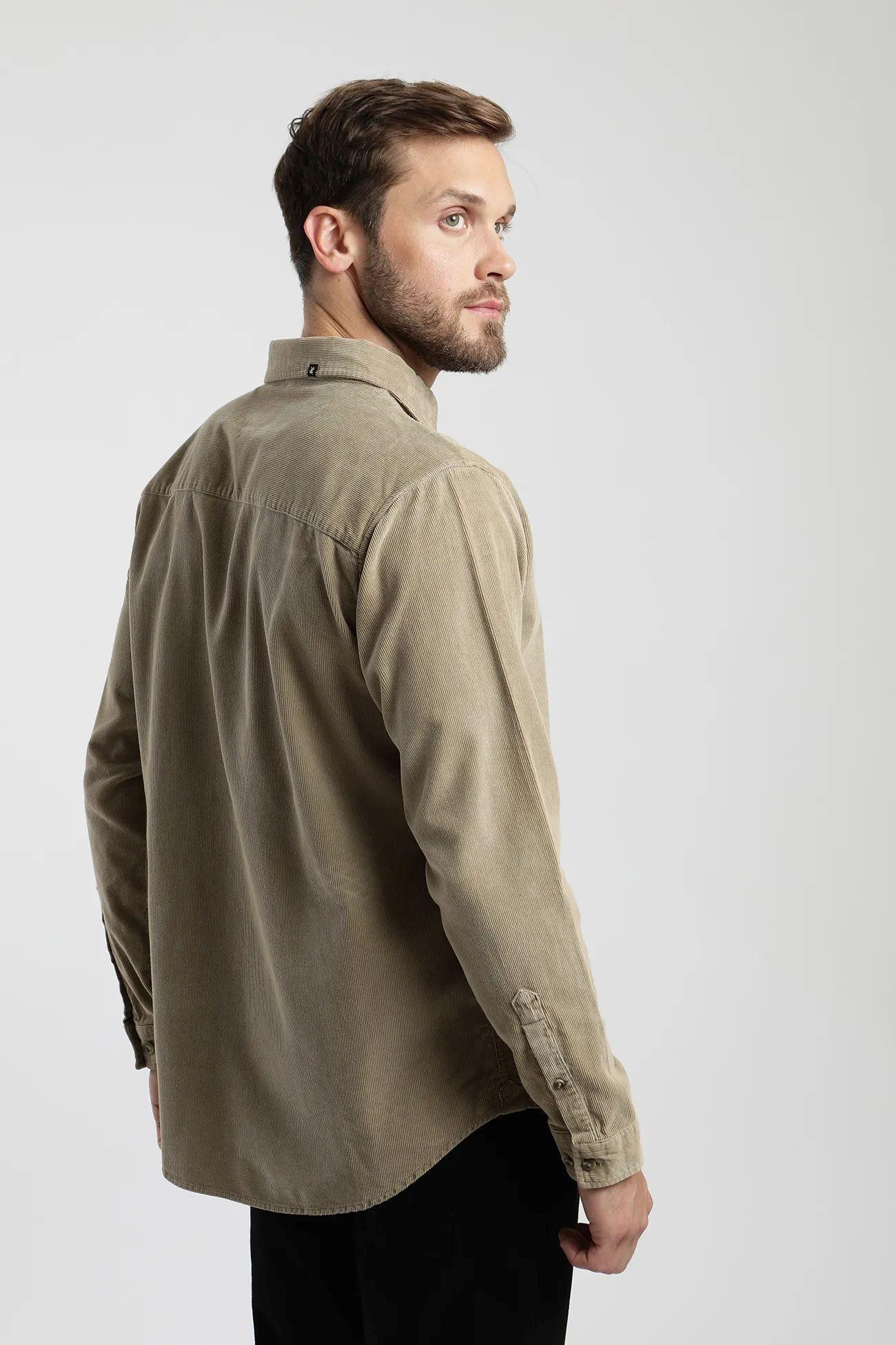 Camisa manga larga Corduroy olivo  -2