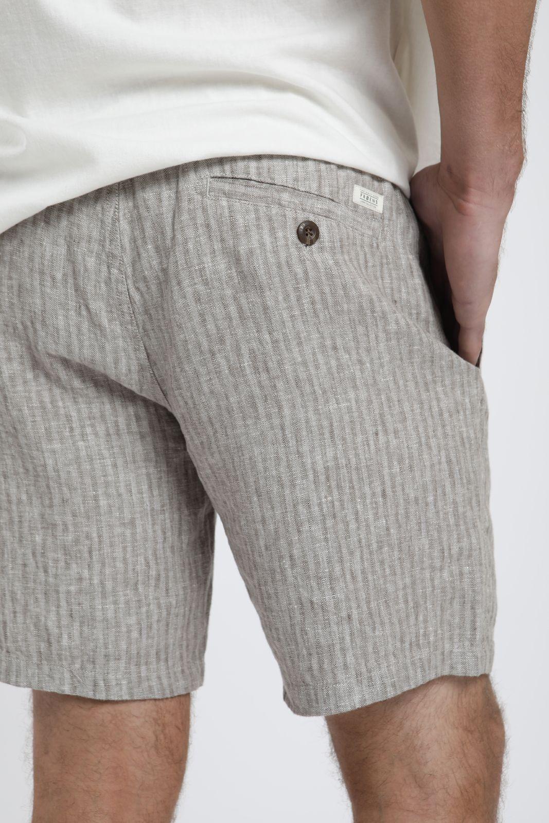 Short hombre de Lino rayas taupe Froens-4
