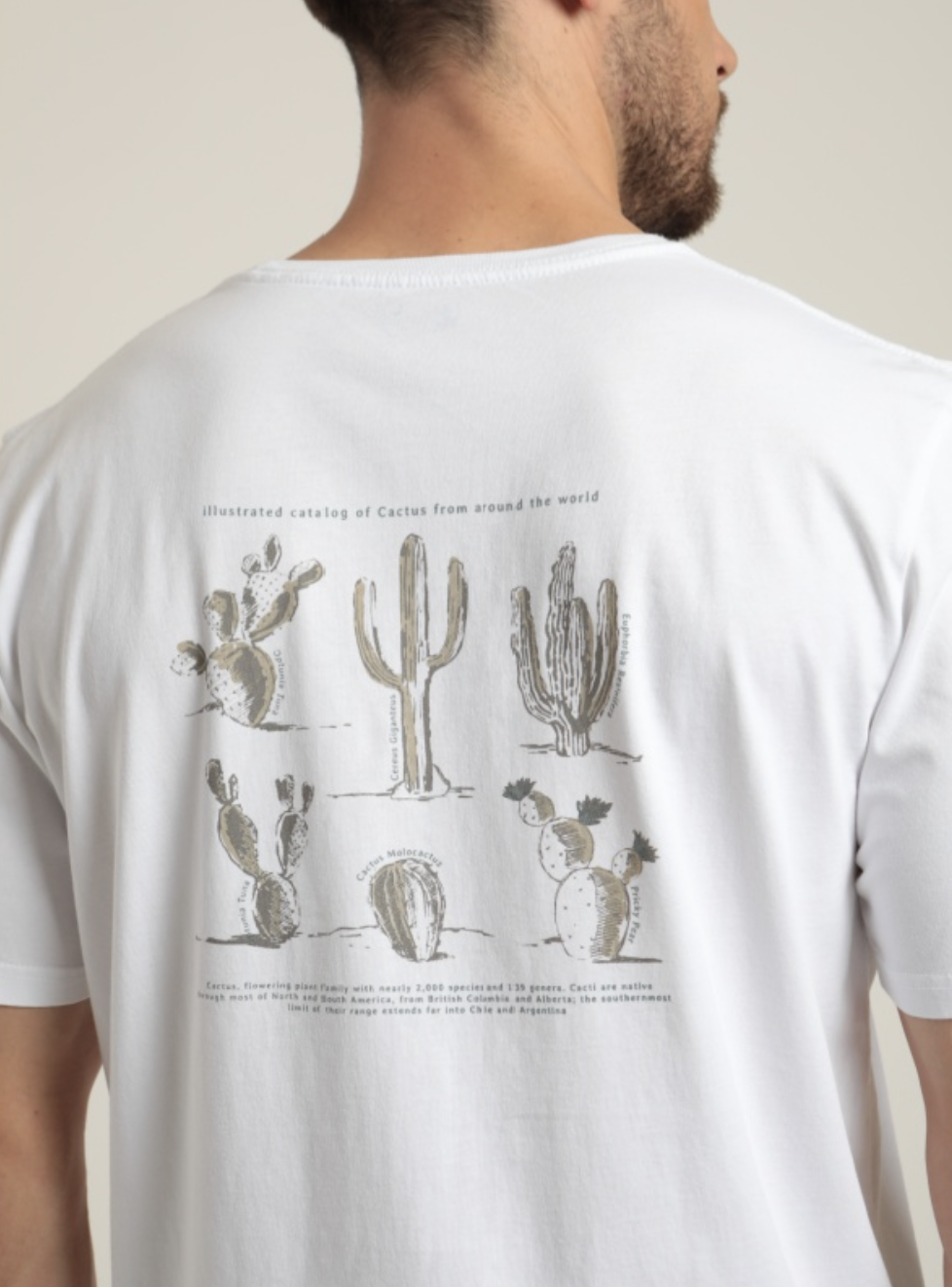 Polera manga corta hombre cactus blanco -2