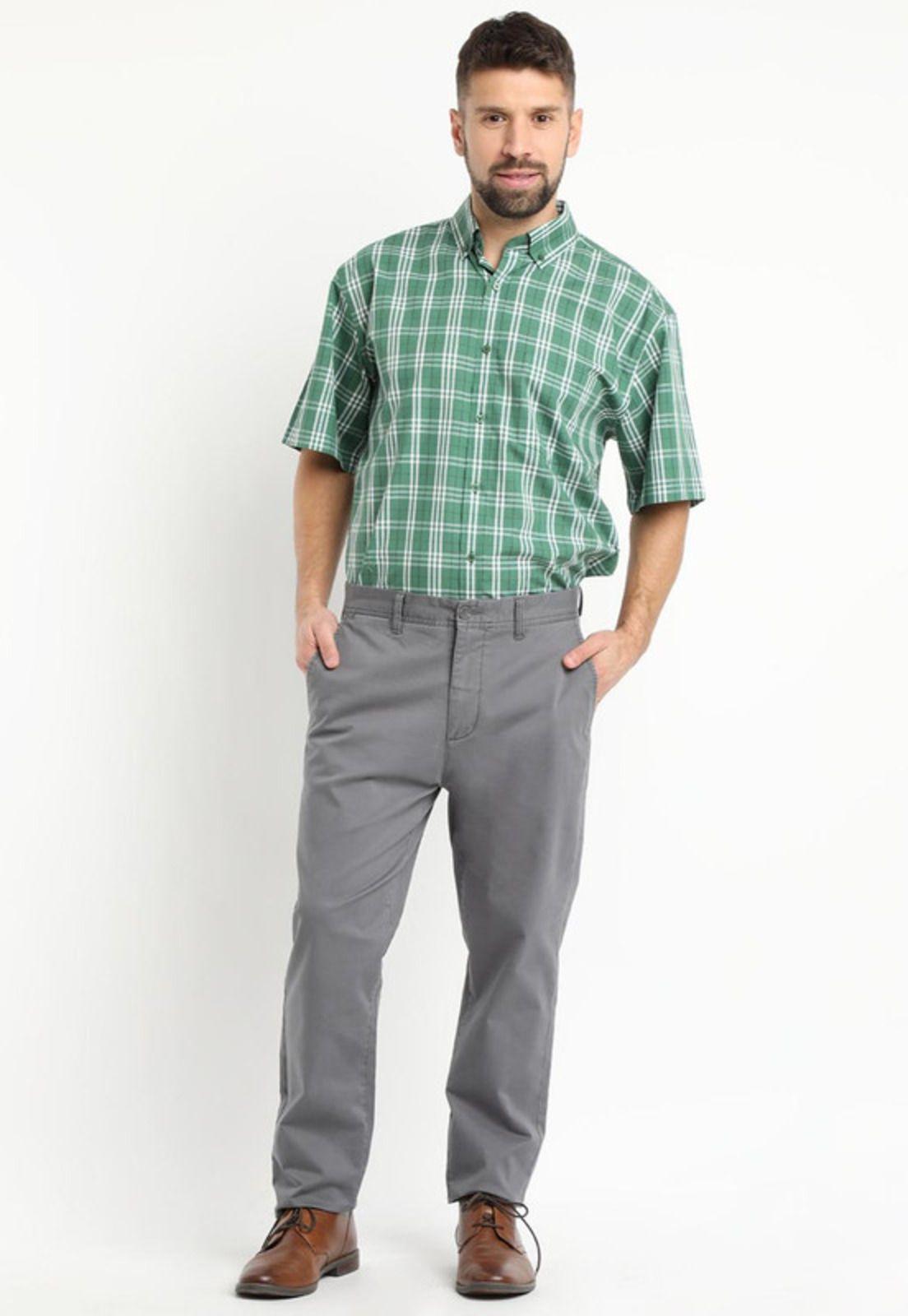 Camisa Fantasia Premium Manga Corta Boton Cuello Verde Oscuro-2