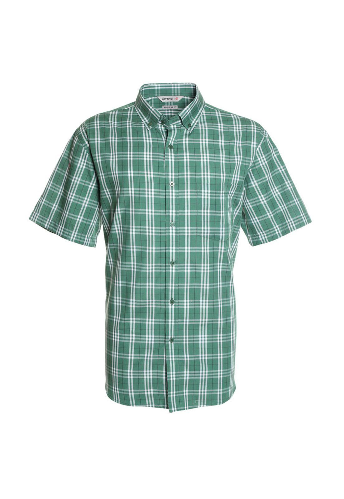 Camisa Fantasia Premium Manga Corta Boton Cuello Verde Oscuro-3