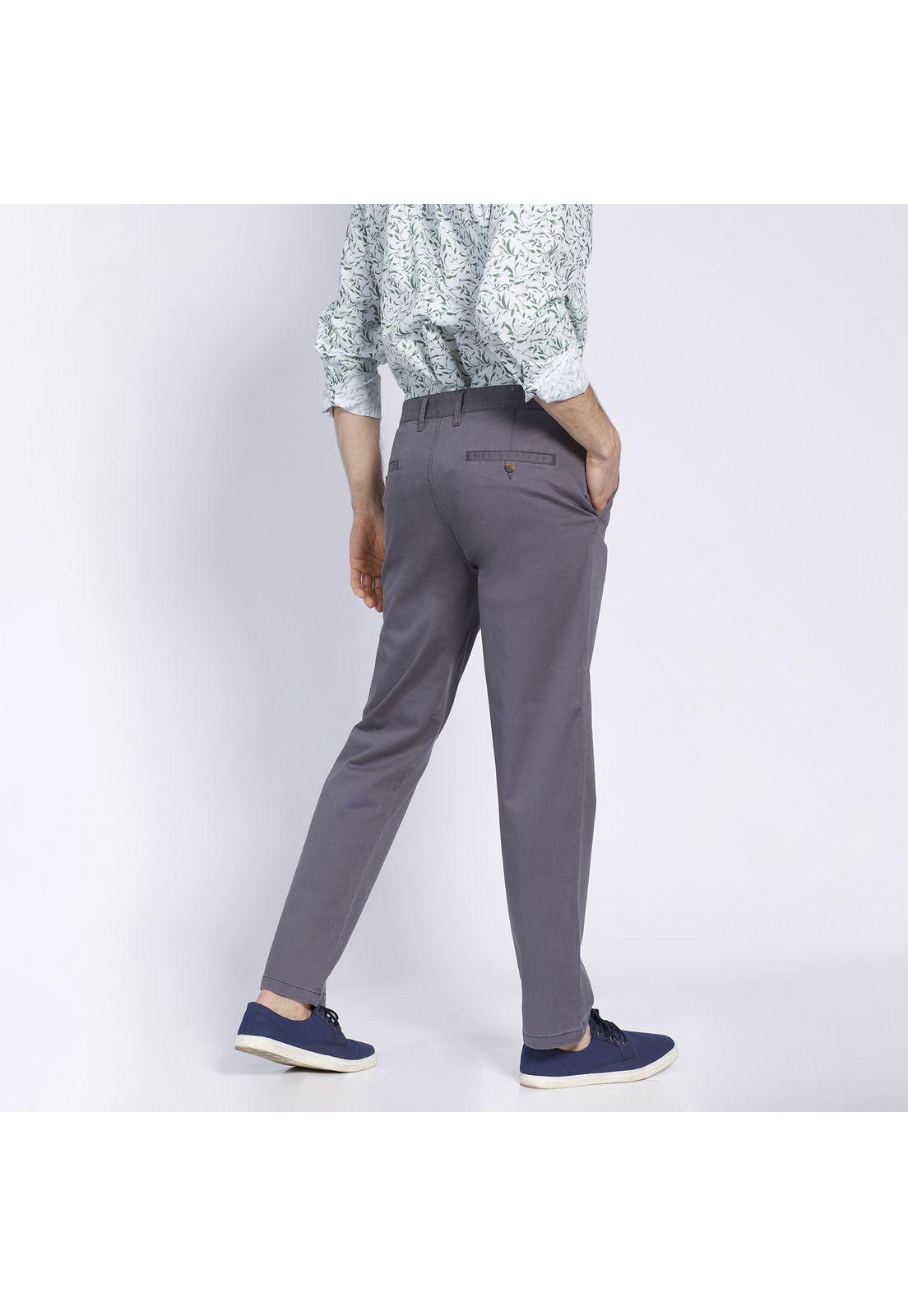 Pantalón Hombre Frente Plano Slim Fit Spandex Gris-2