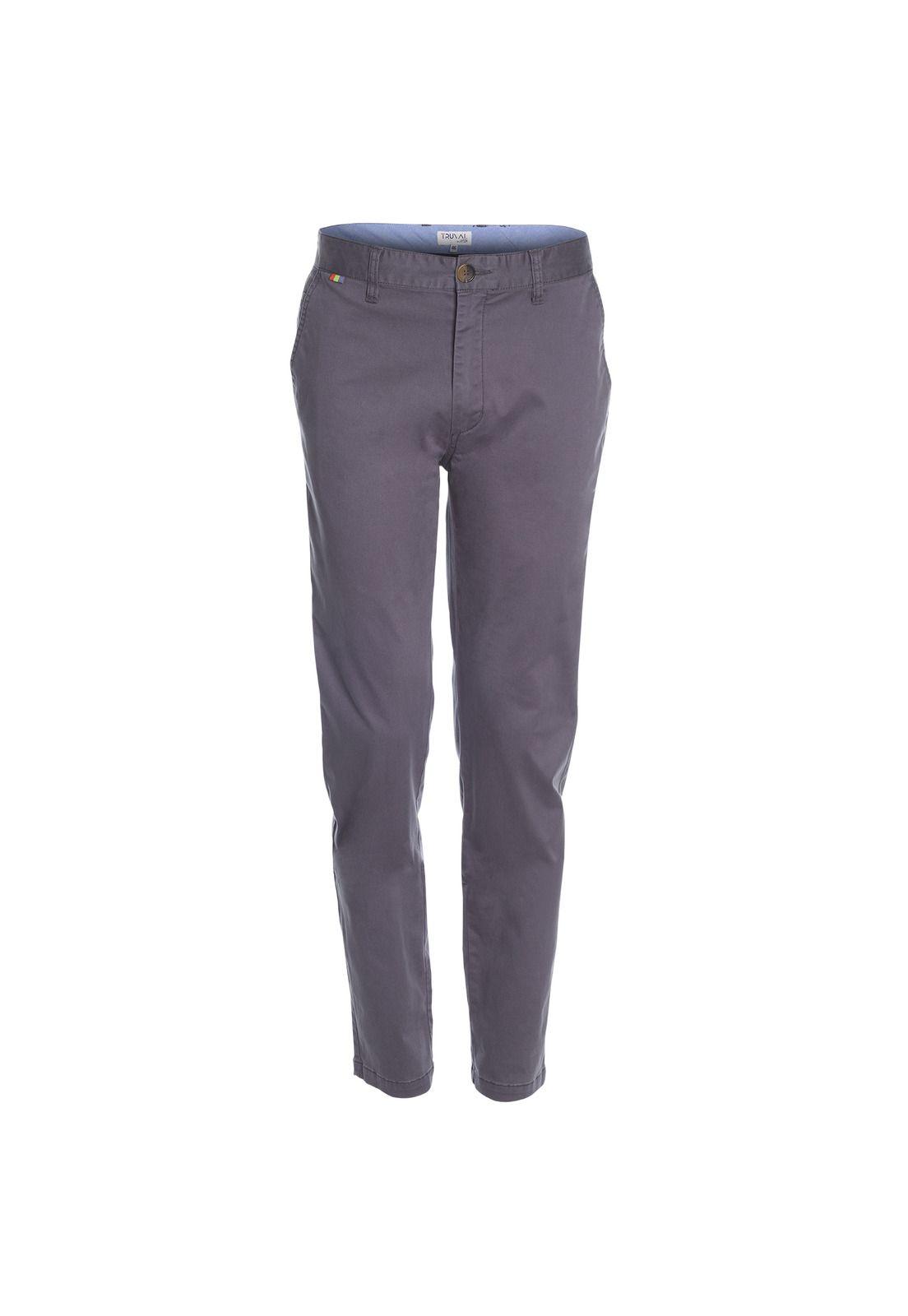 Pantalón Hombre Frente Plano Slim Fit Spandex Gris-3
