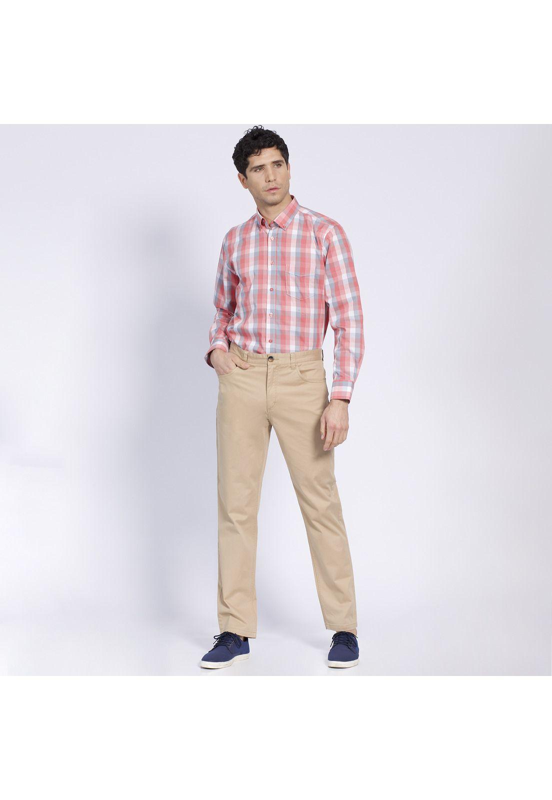 Pantalón Hombre 5 Bolsillos Slim Fit Spandex Beige-0