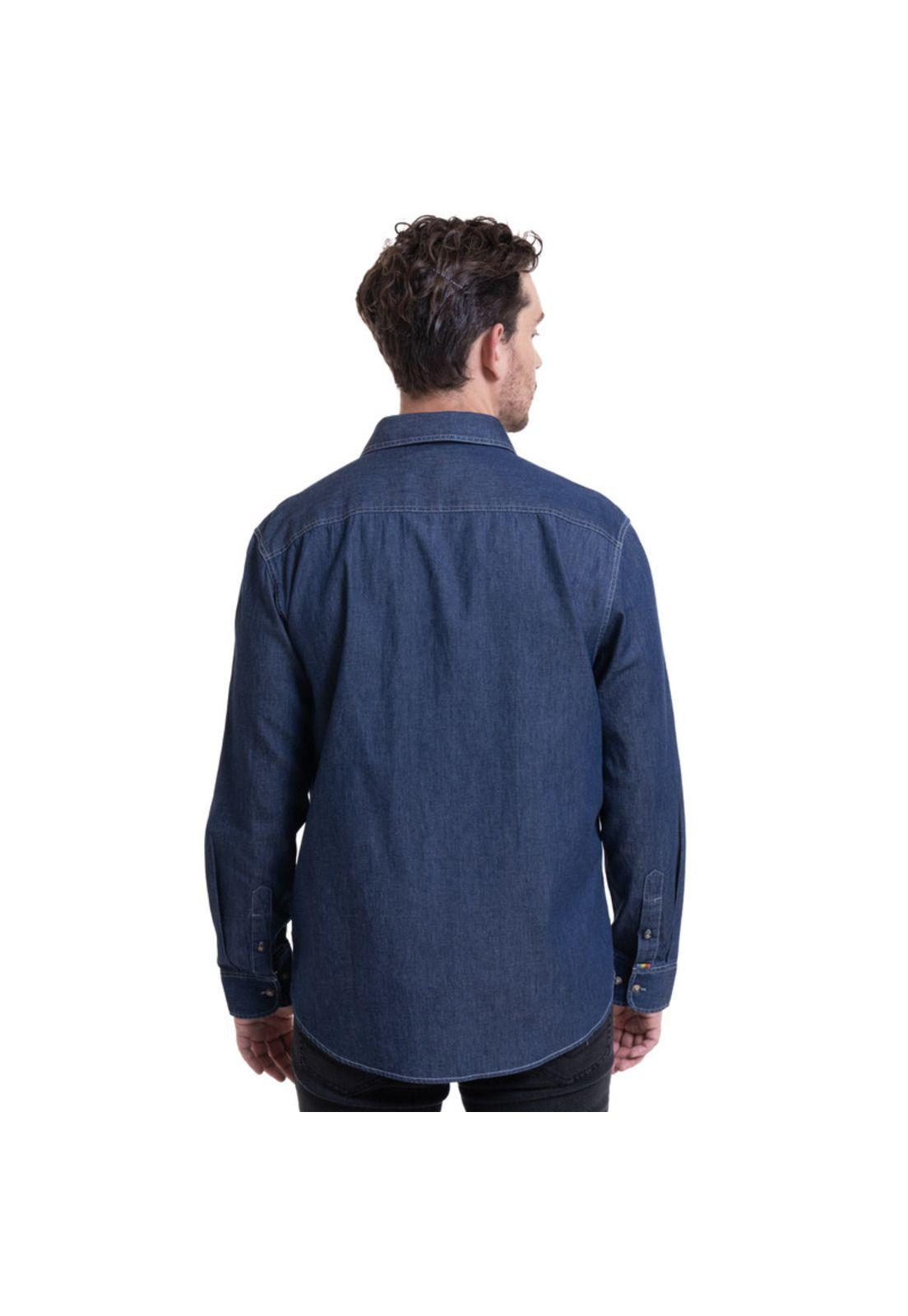 Camisa Denim Básica Azul Marino-1