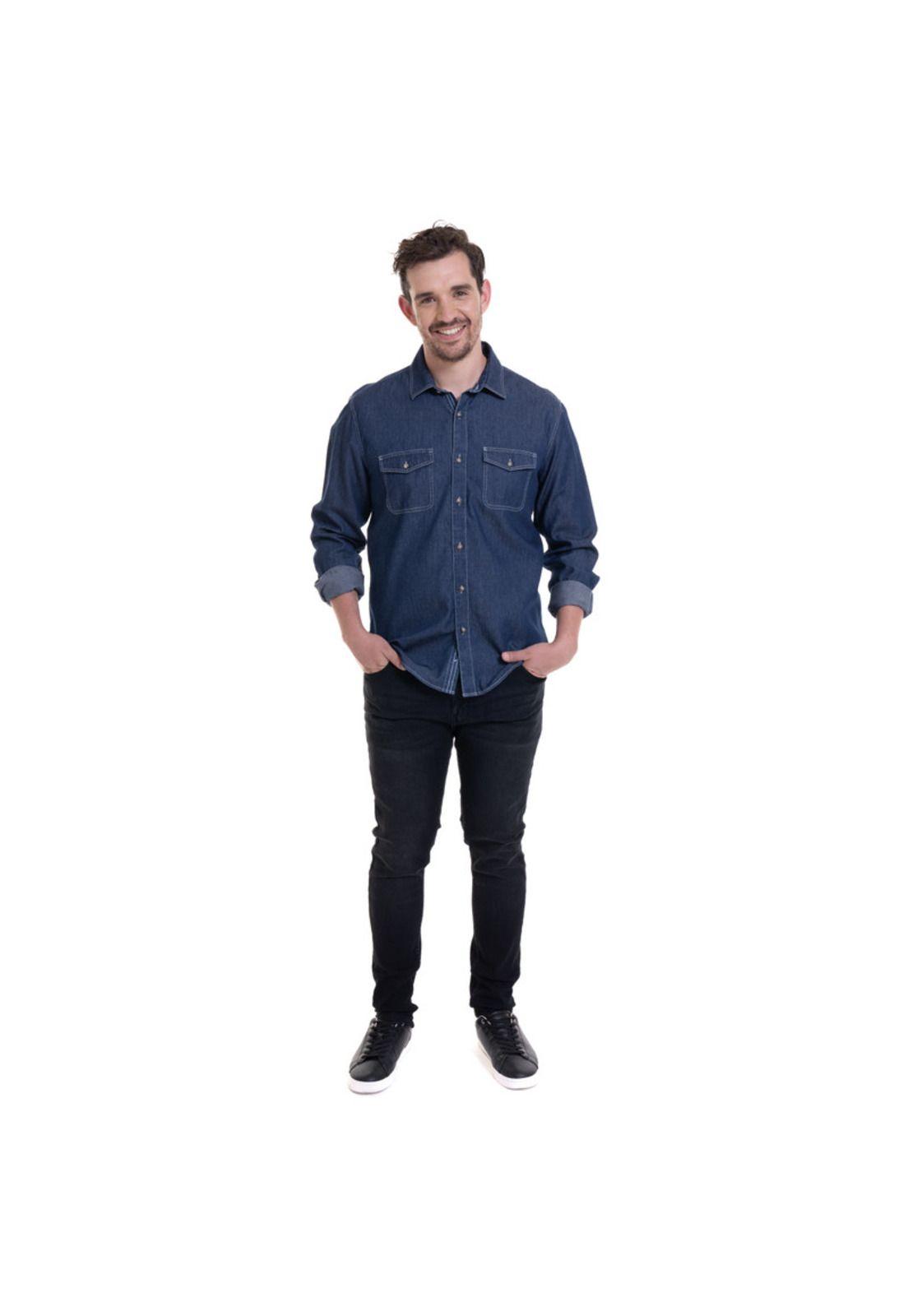 Camisa Denim Básica Azul Marino-2