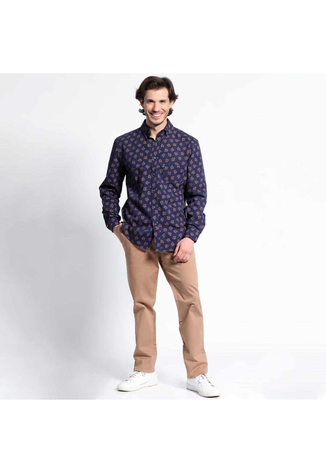Camisa Manga Larga Estampada Microprint-2