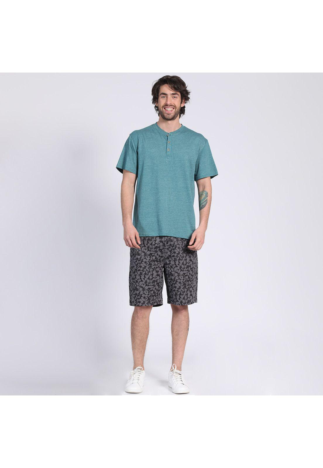 Polera Manga Corta Jersey Botónes Verde petróleo-0
