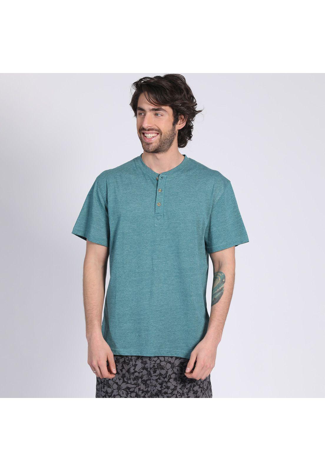 Polera Manga Corta Jersey Botónes Verde petróleo-1