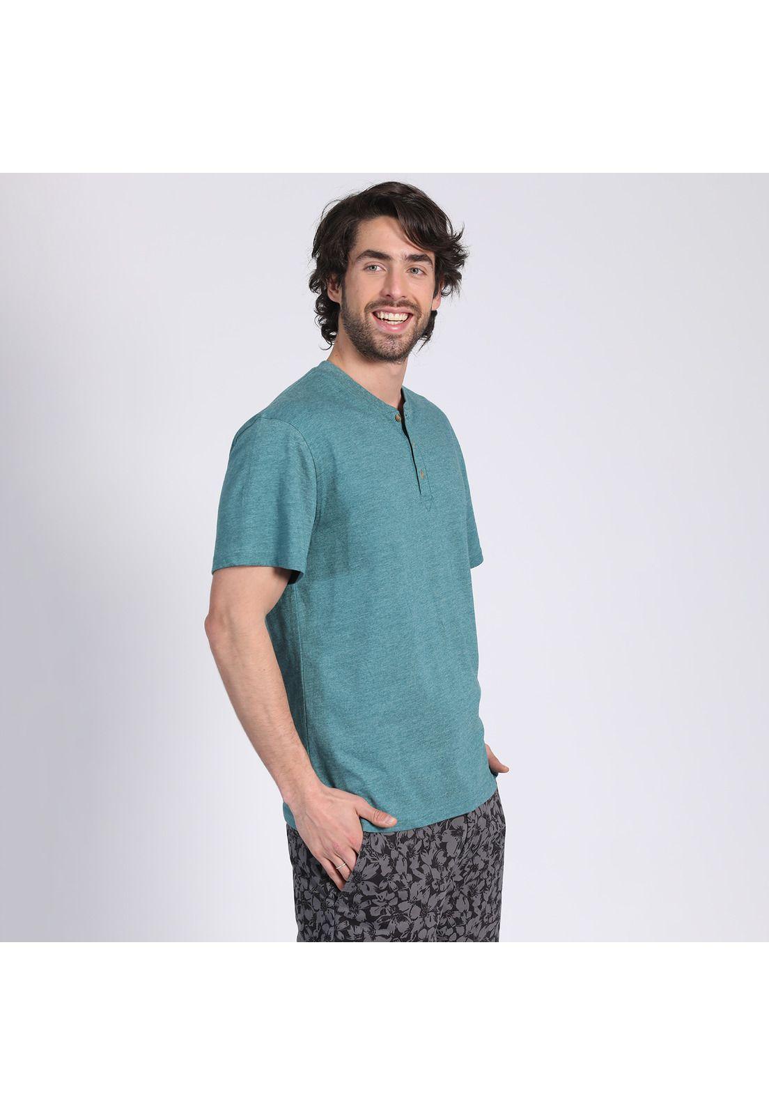 Polera Manga Corta Jersey Botónes Verde petróleo-2