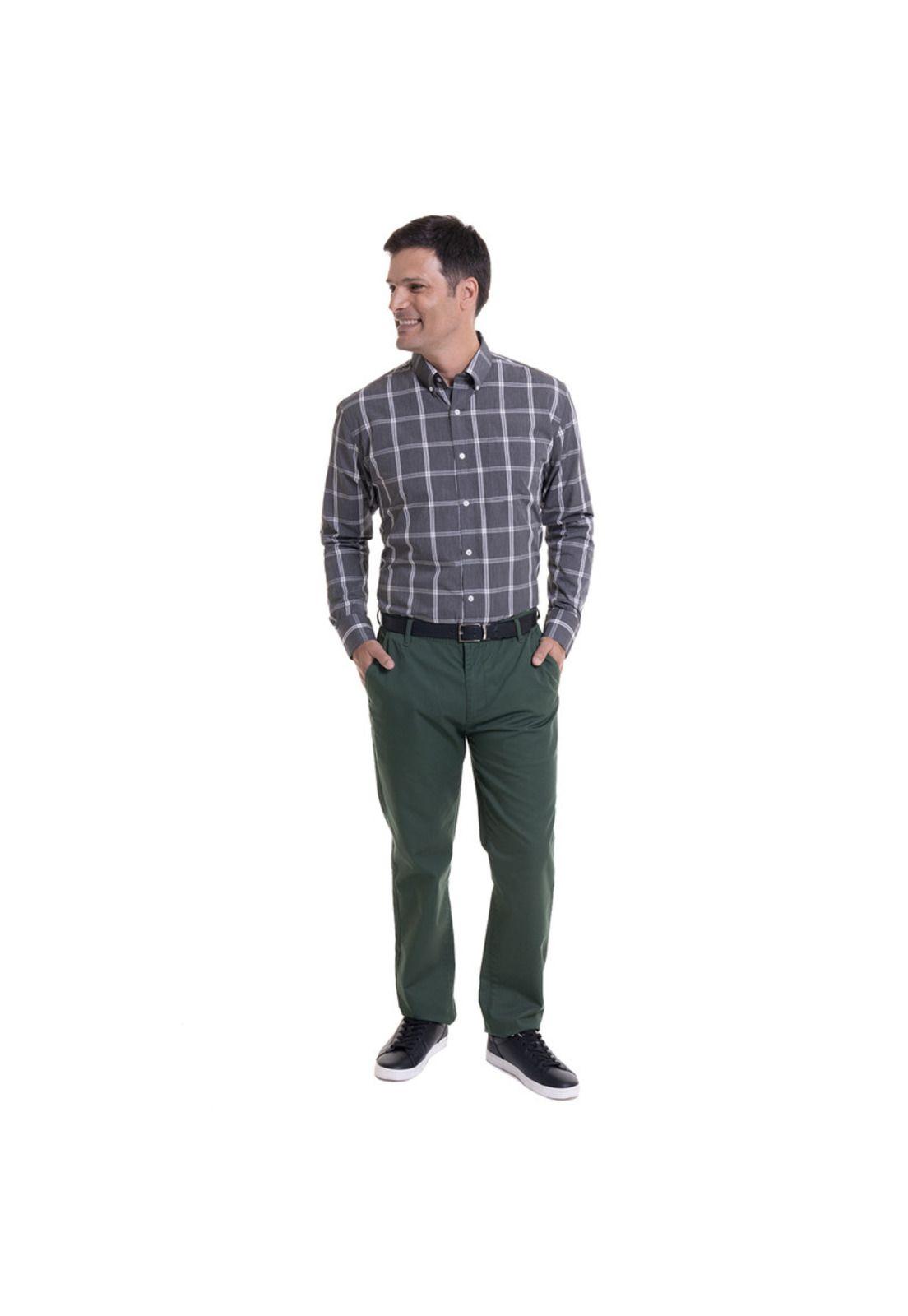 Pantalón Frente Plano Verde Musgo-2