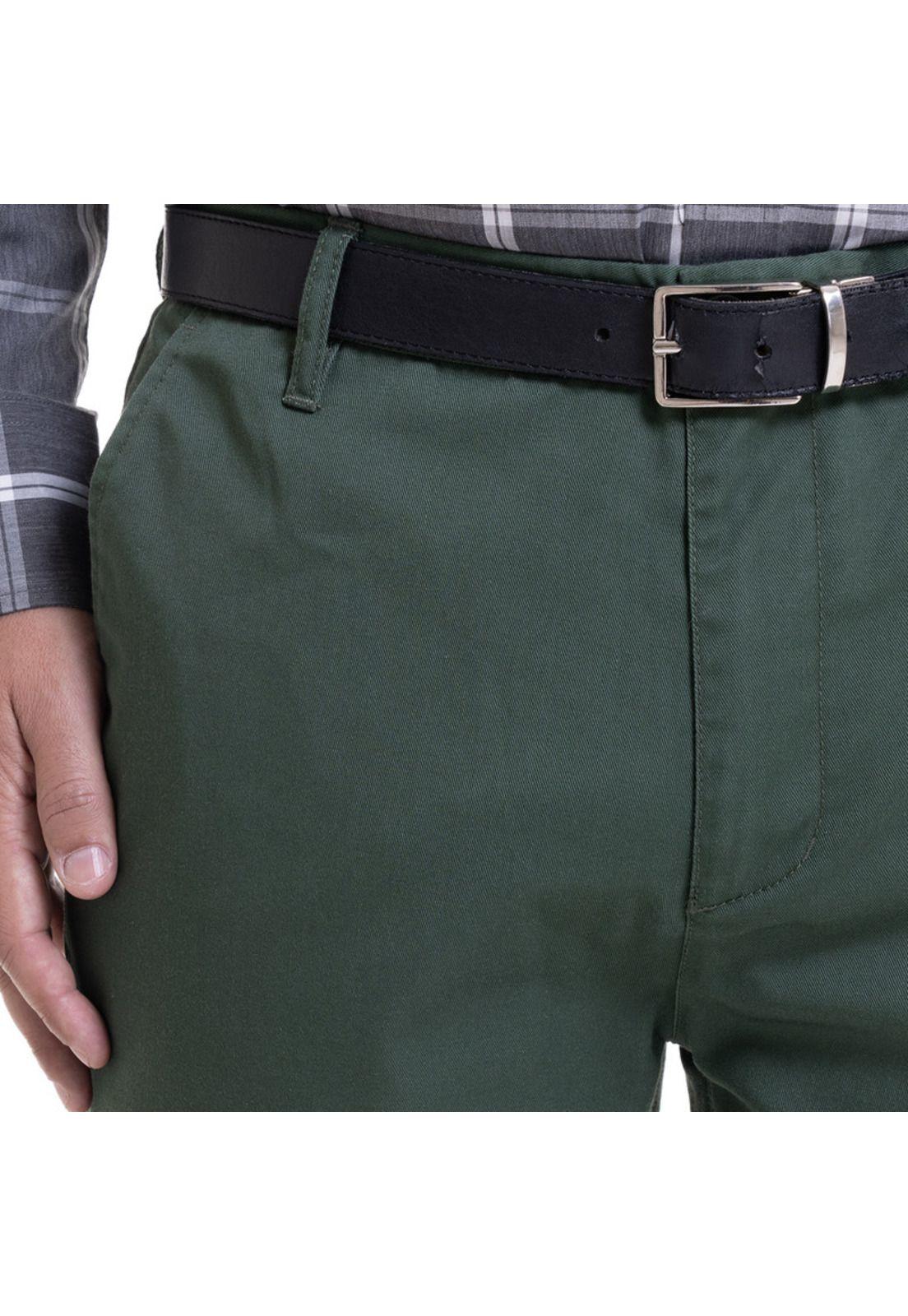Pantalón Frente Plano Verde Musgo-3
